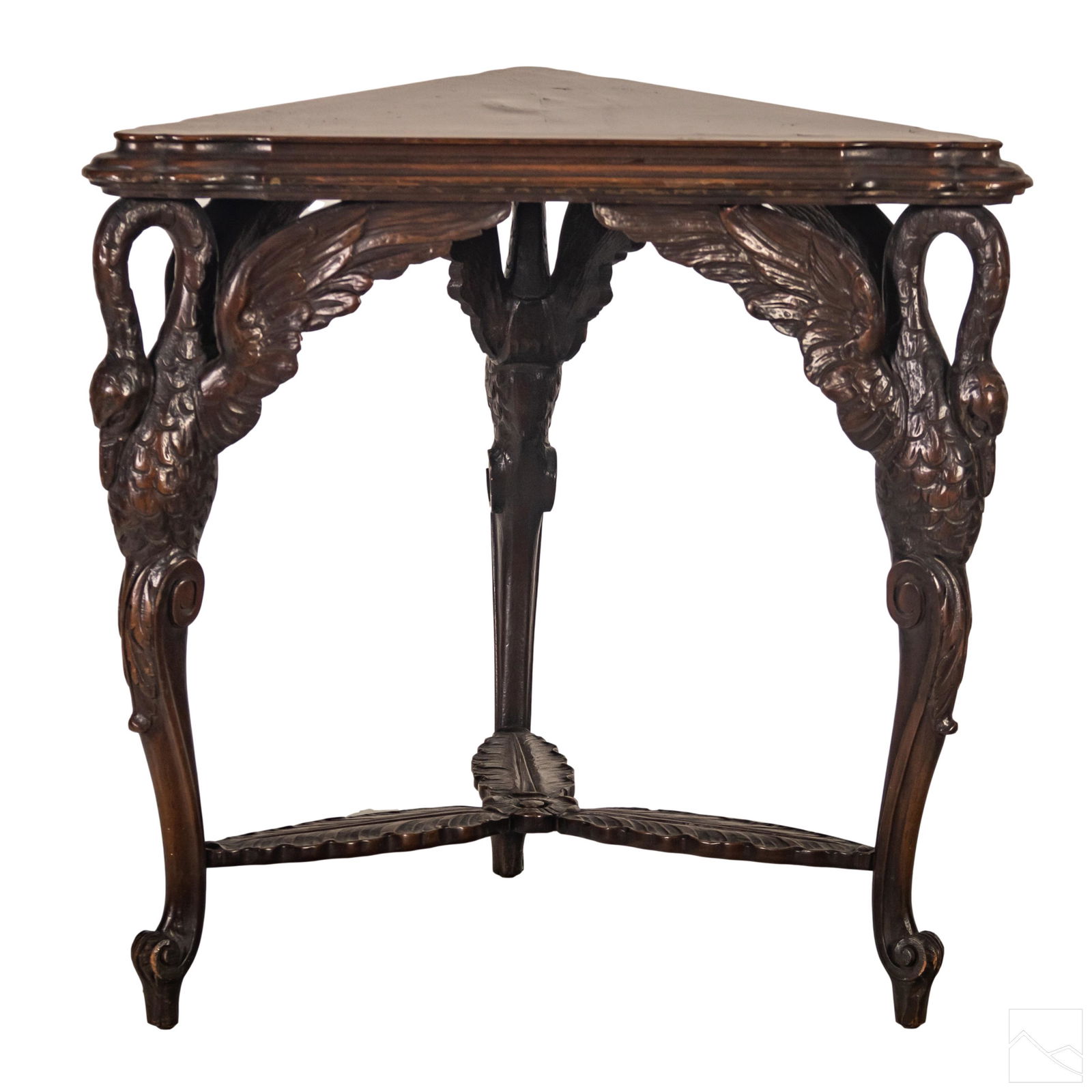 Carved Wooden Swan Triple Leg Triangle Side Table (1 of 6)