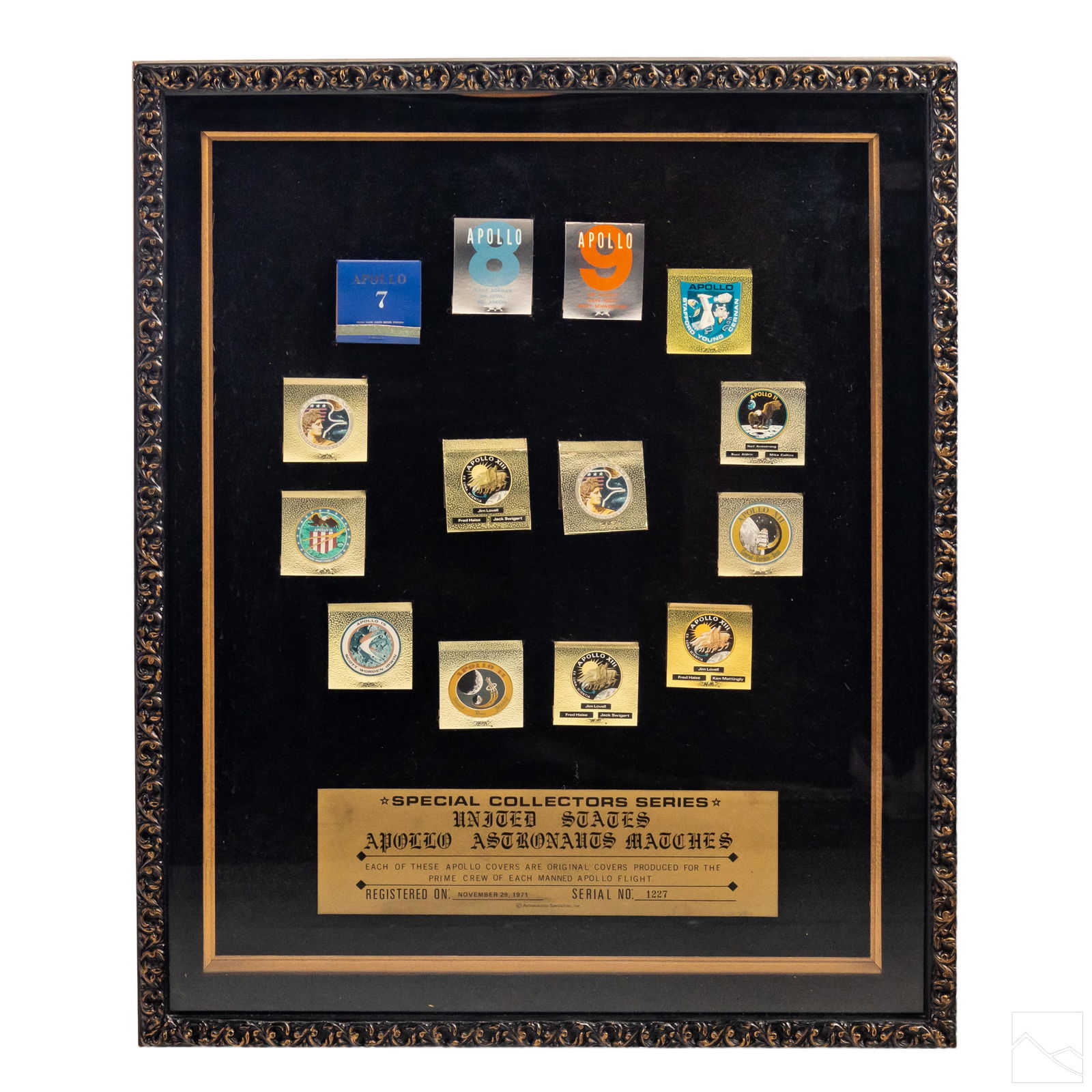 NASA Apollo Missions Framed LE Matchbook FULL SET (1 of 7)