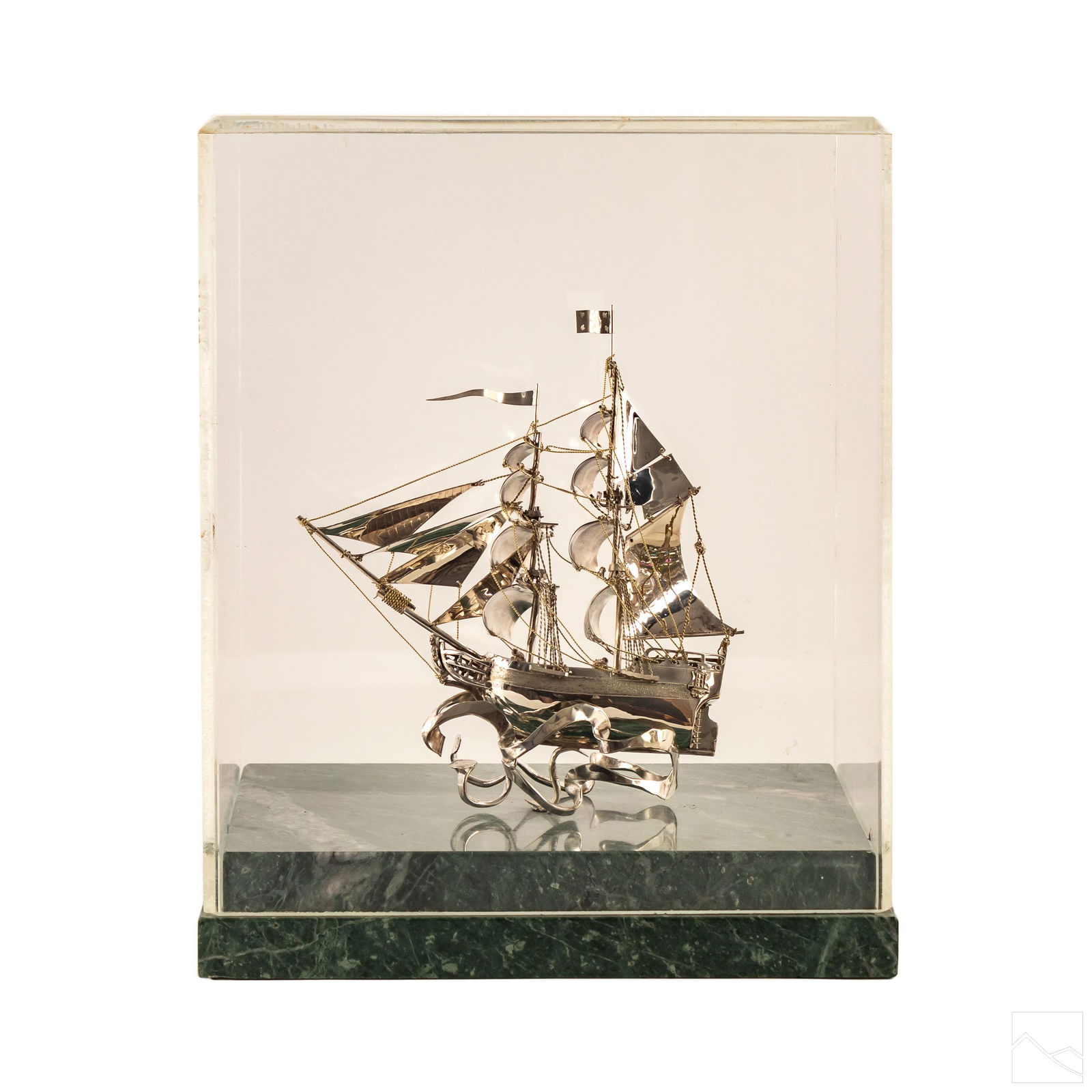 Sterling Silver Sailing Ship Sculpture and Base (1 of 5)