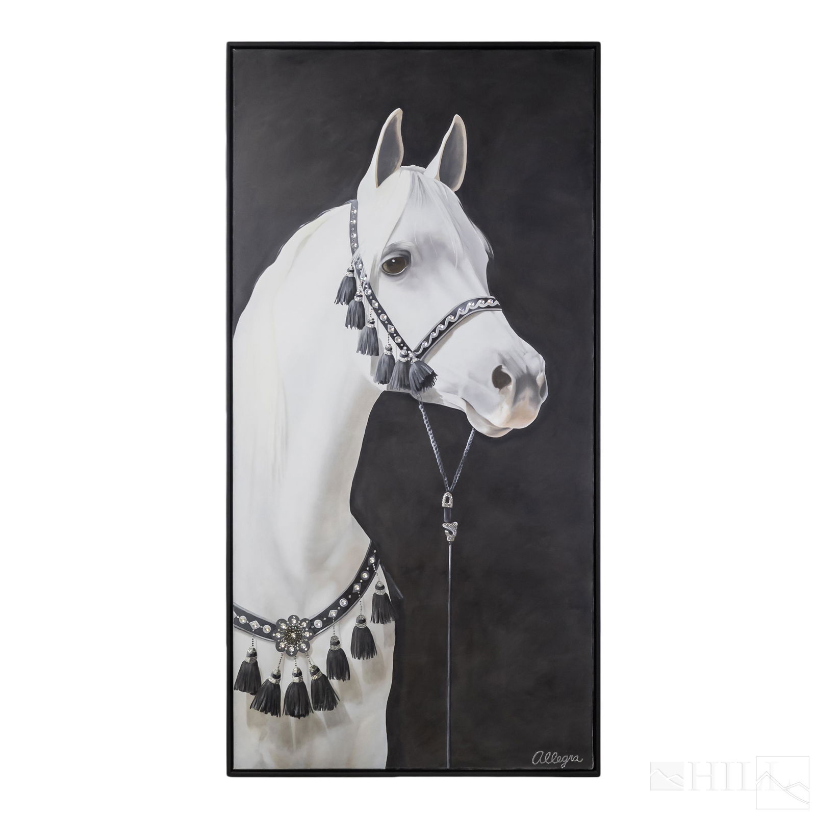 Allegra Spalding White Arabian Horse Oil Painting (1 of 7)
