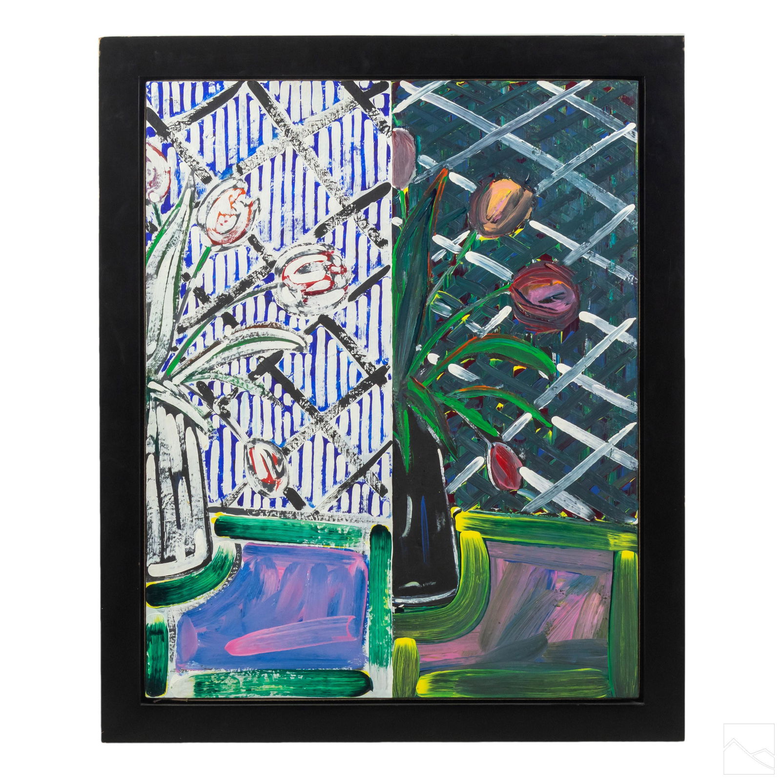 Abstract Modern Flora Vase Still Life Oil Painting (1 of 4)