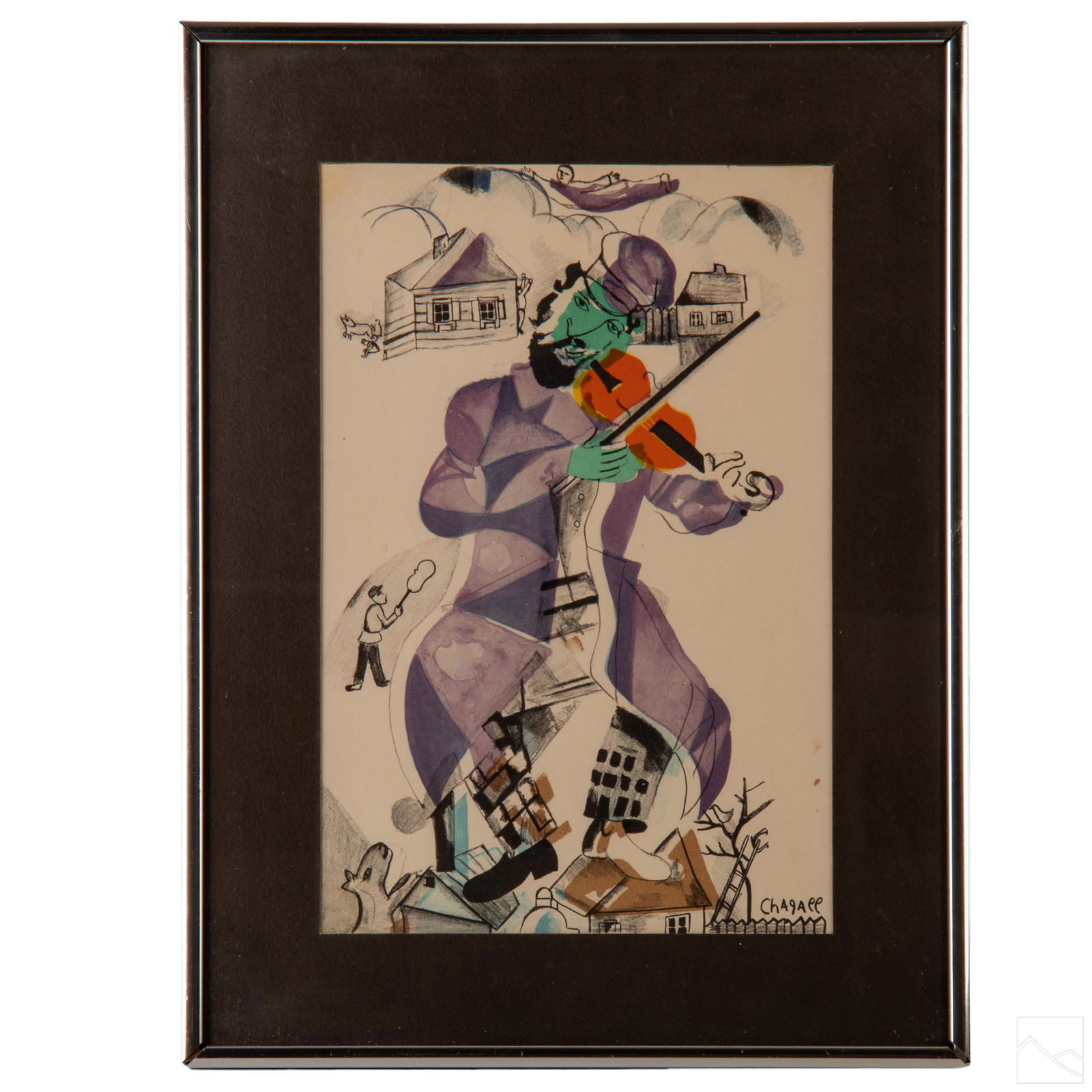 Marc Chagall 1887-1985 Green Violinist Lithograph (1 of 5)