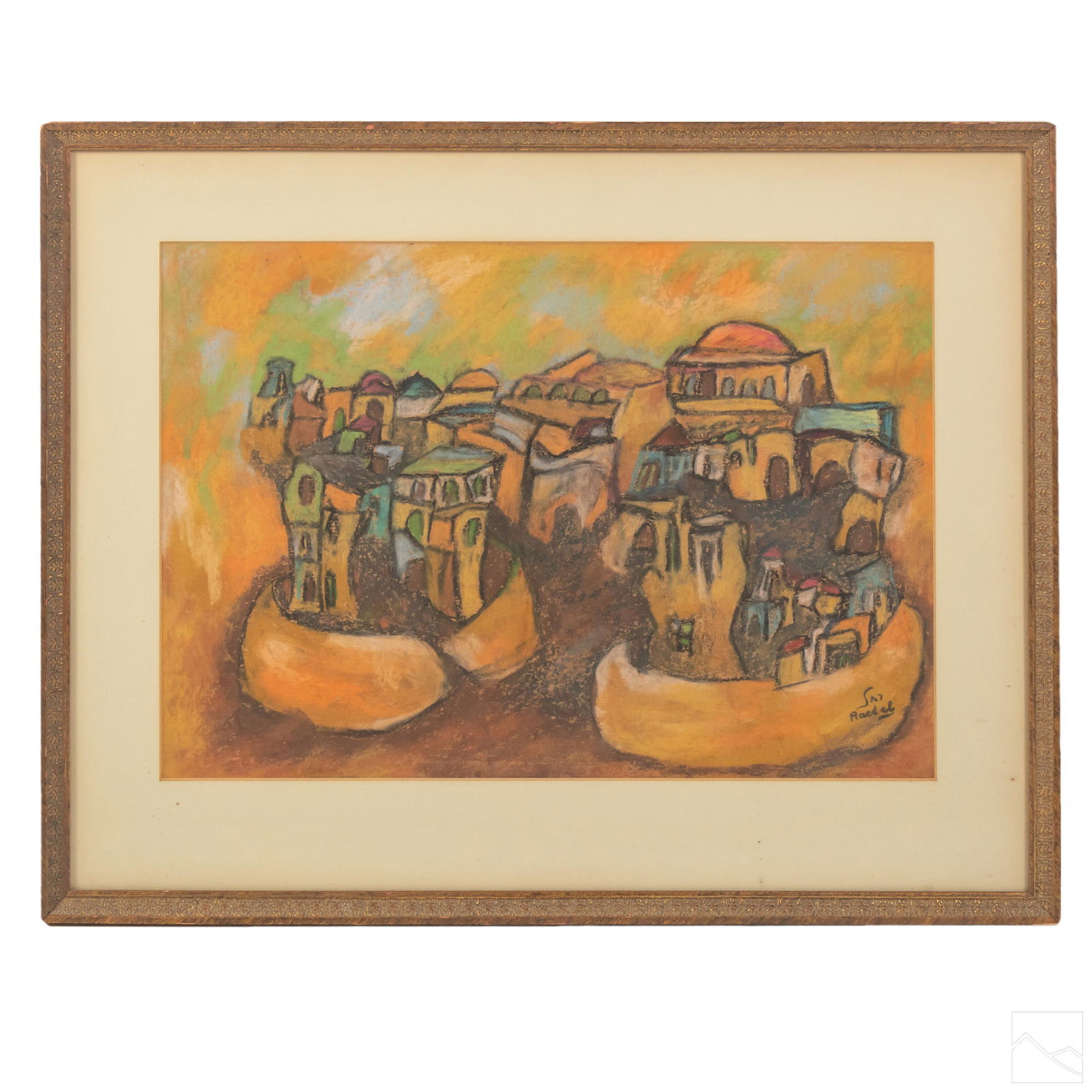 Jerusalem City Modern Landscape Pastel Art Drawing (1 of 5)