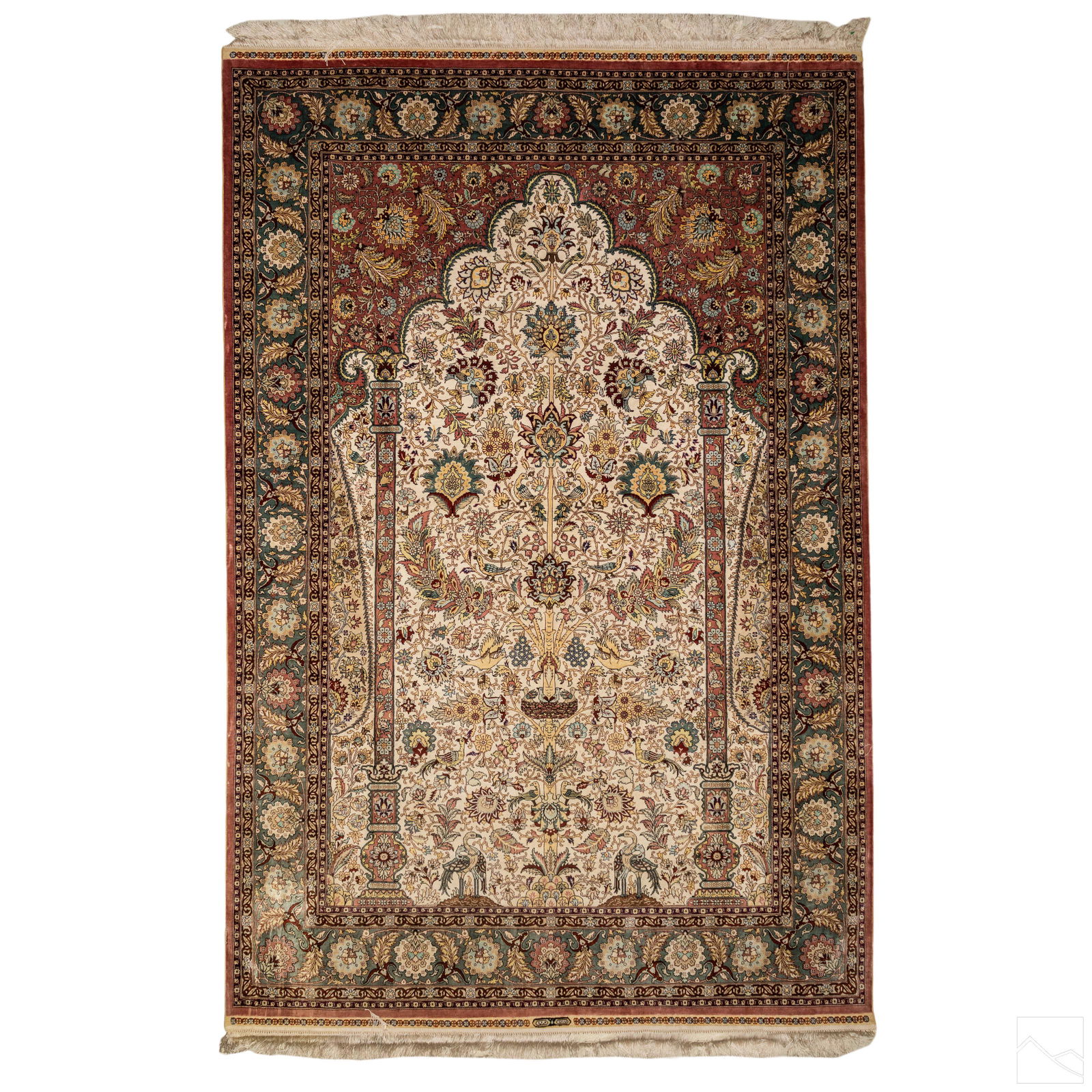 Fine Oriental Full Silk Carpet Area Rug 48" x 72" (1 of 5)