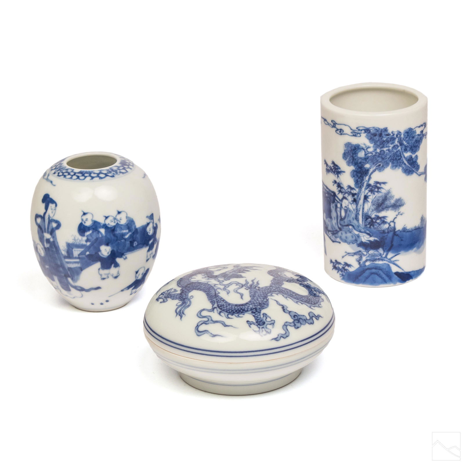 Chinese Blue White Ceramic Mini Vases & Box LOT (1 of 6)