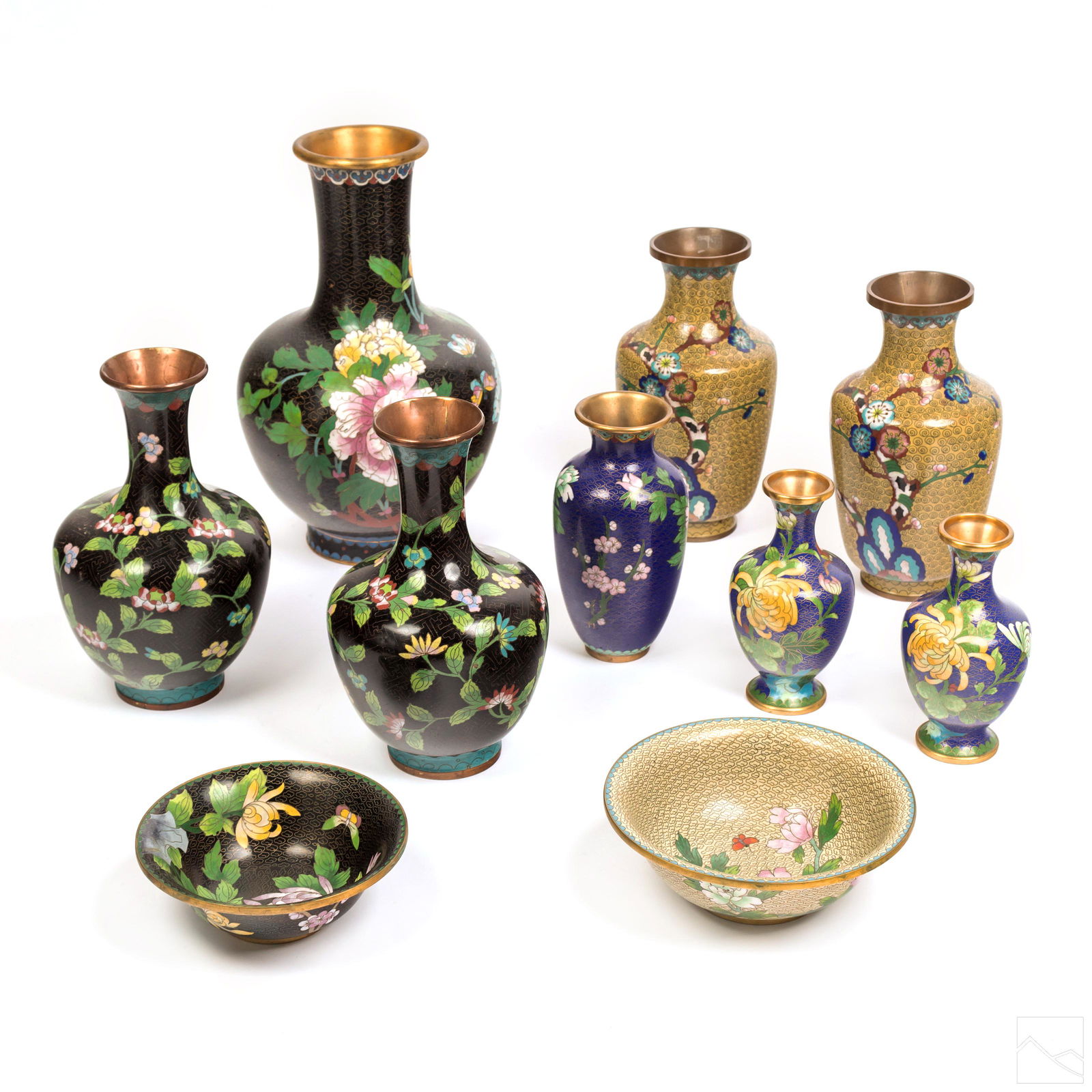 Chinese Cloisonne Enamel Vases & Bowls ESTATE LOT (1 of 10)