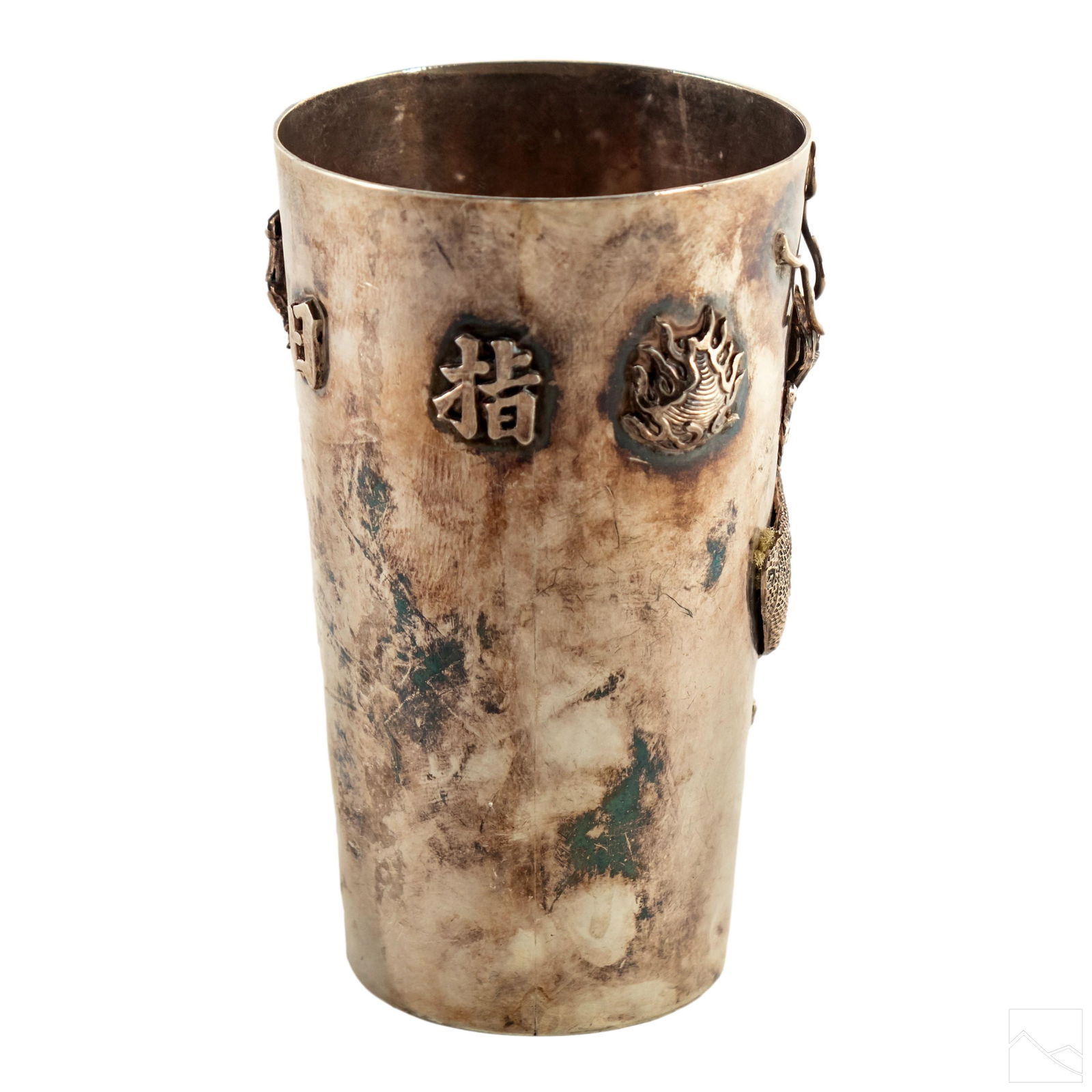 Chinese Character Marked Silver 5 Toed Dragon Cup (1 of 7)