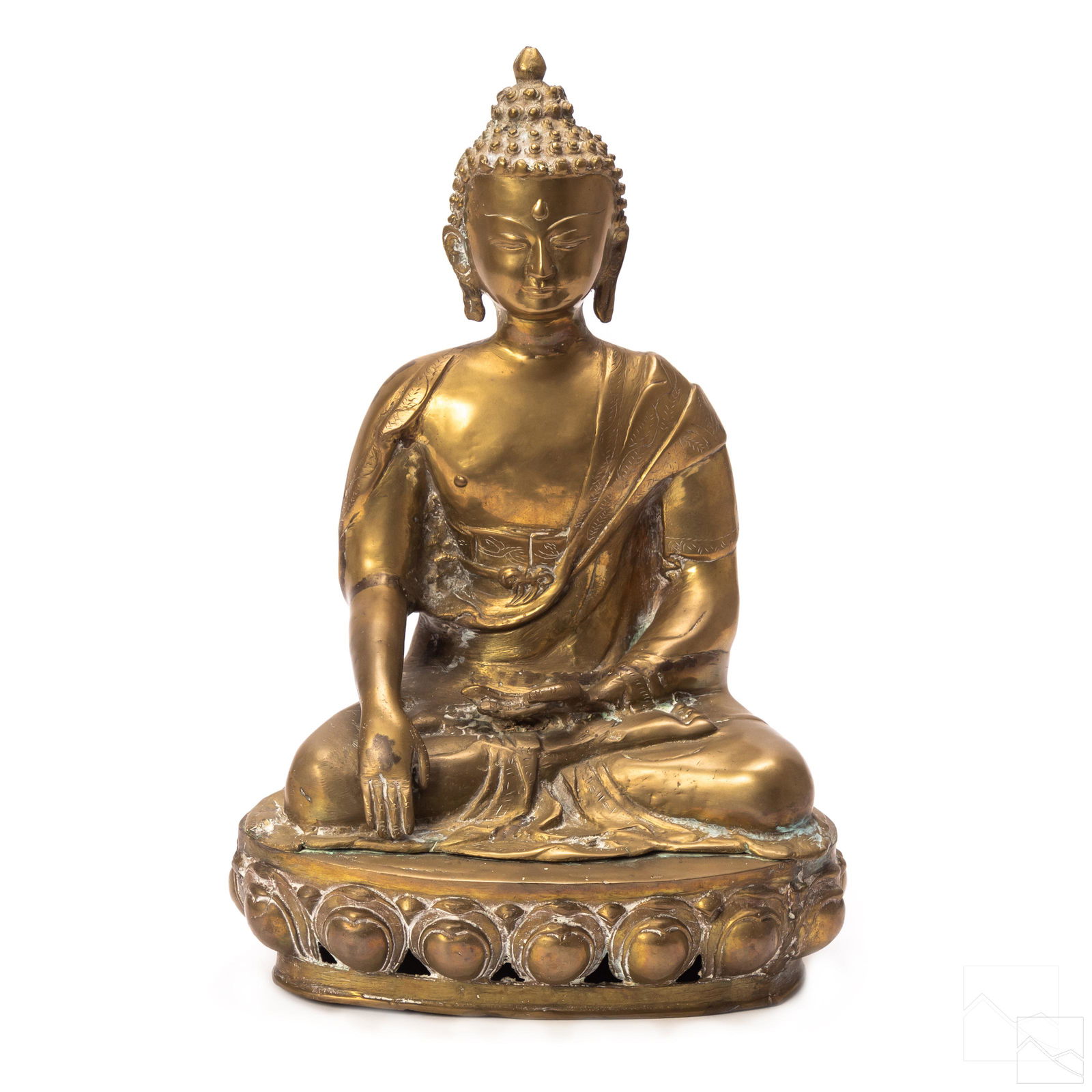 Chinese 20th C. Cast Brass Seated Buddha Sculpture (1 of 6)
