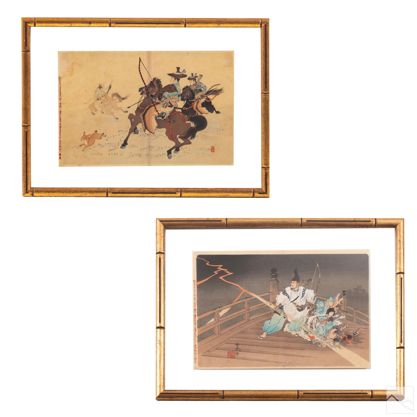 Japanese Adachi Ginko 19C. Warriors Woodblocks LOT (1 of 14)