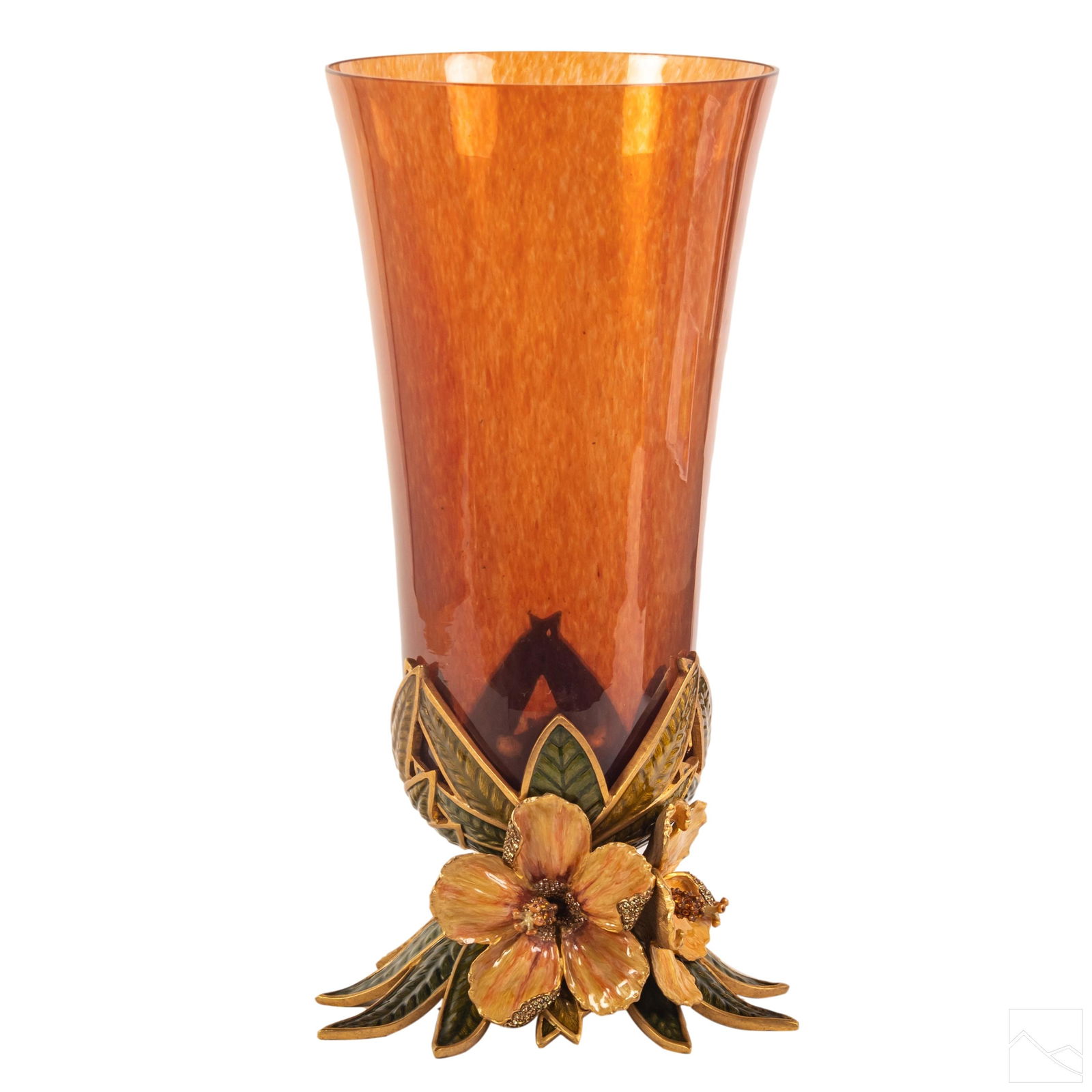Jay Strongwater Large Amber Crystal Leaf Base Vase (1 of 9)