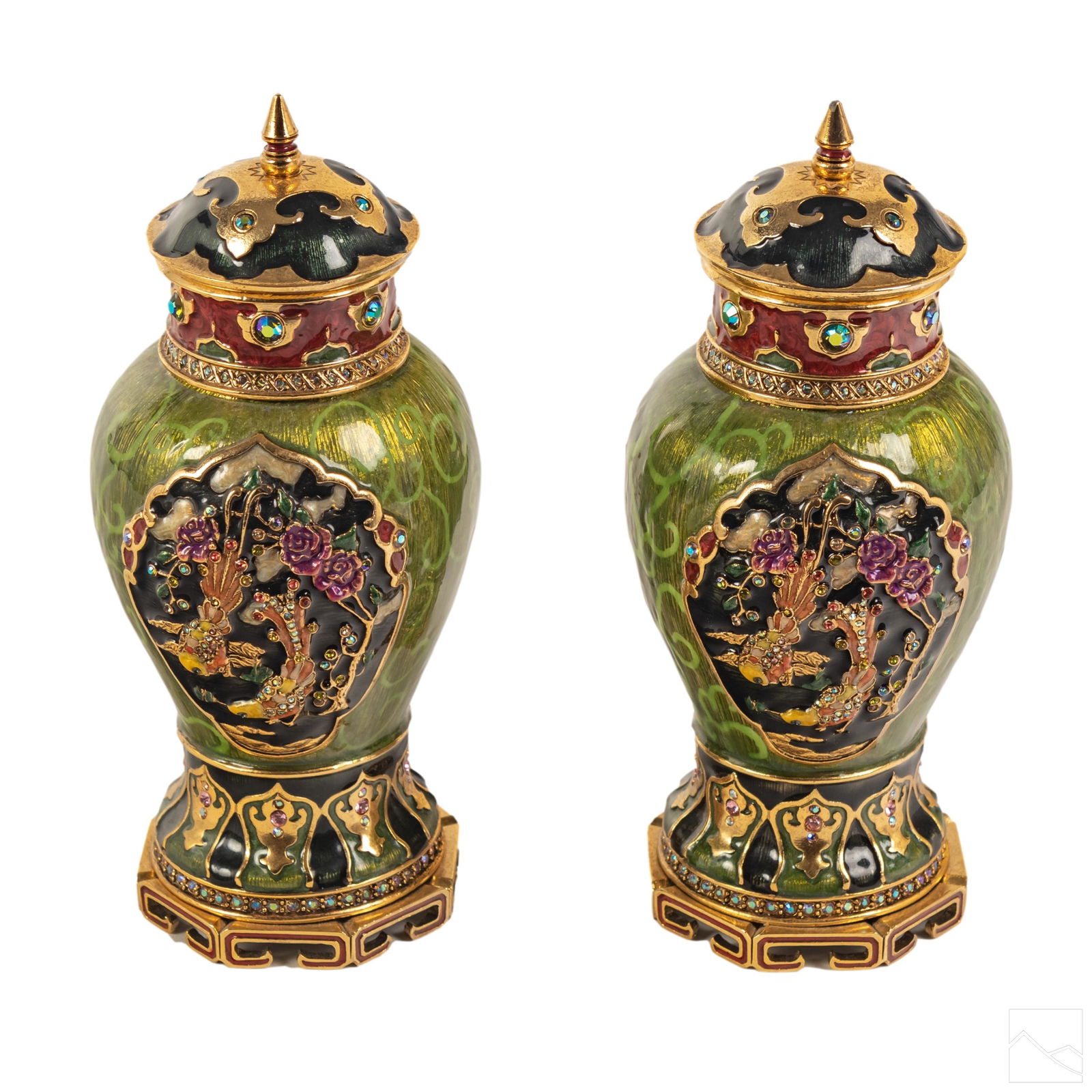 Jay Strongwater Chinoiserie Dragons & Birds Vases (1 of 7)