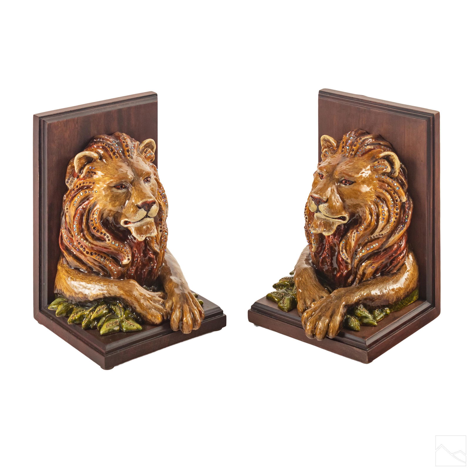Jay Strongwater Arkin Lion Swarovski Bookends PAIR (1 of 6)