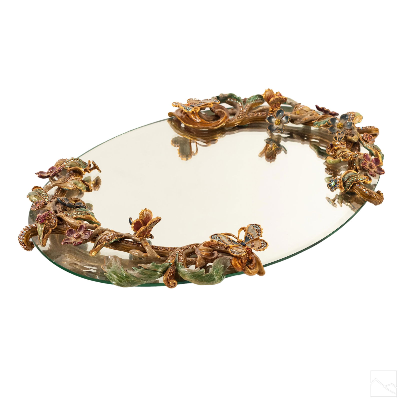 Jay Strongwater Miranda Floral Vanity Mirror Tray (1 of 5)