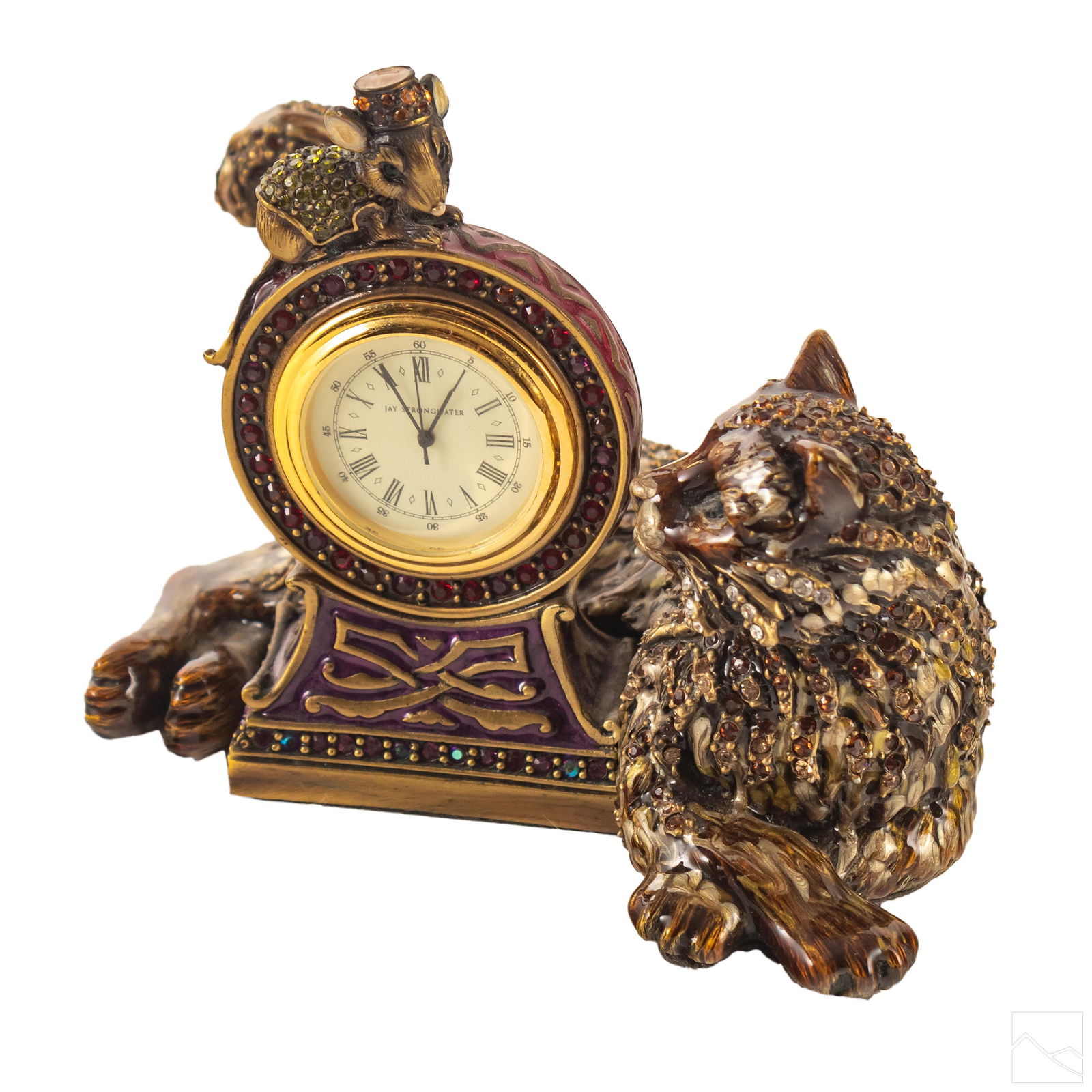 Jay Strongwater Cat & Mouse Figurine Statue Clock (1 of 6)