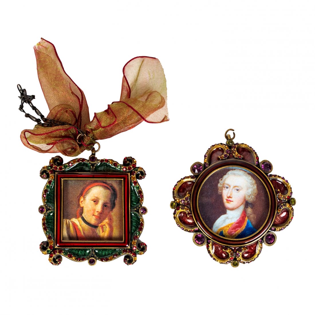 Jay Strongwater Pair Small Locket Picture Frames (1 of 5)