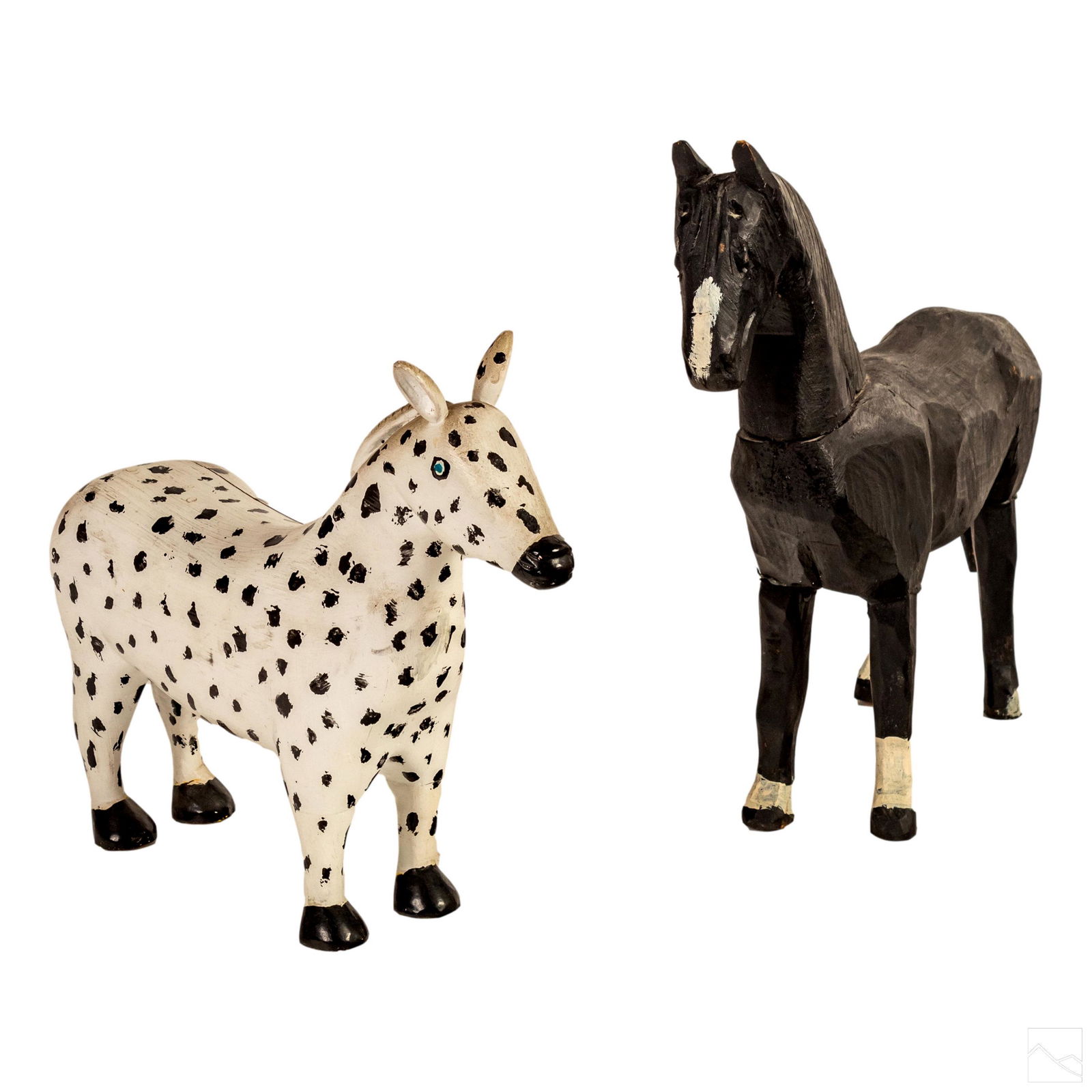 Folk Art Carved Wood Stallion Horse Sculpture Pair (1 of 5)