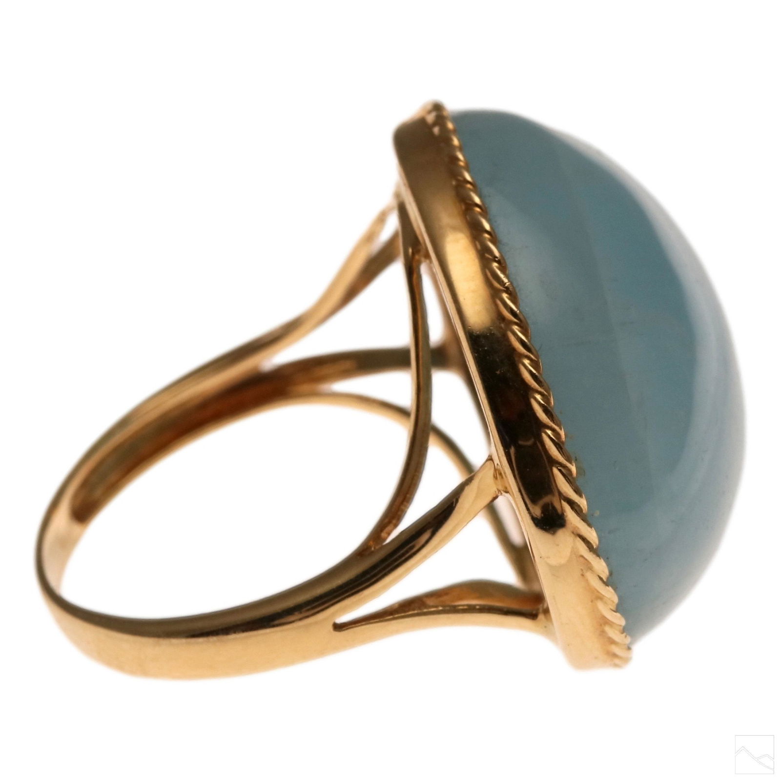 14K Gold Designer Style Blue Gemstone Ring Size 6 (1 of 7)