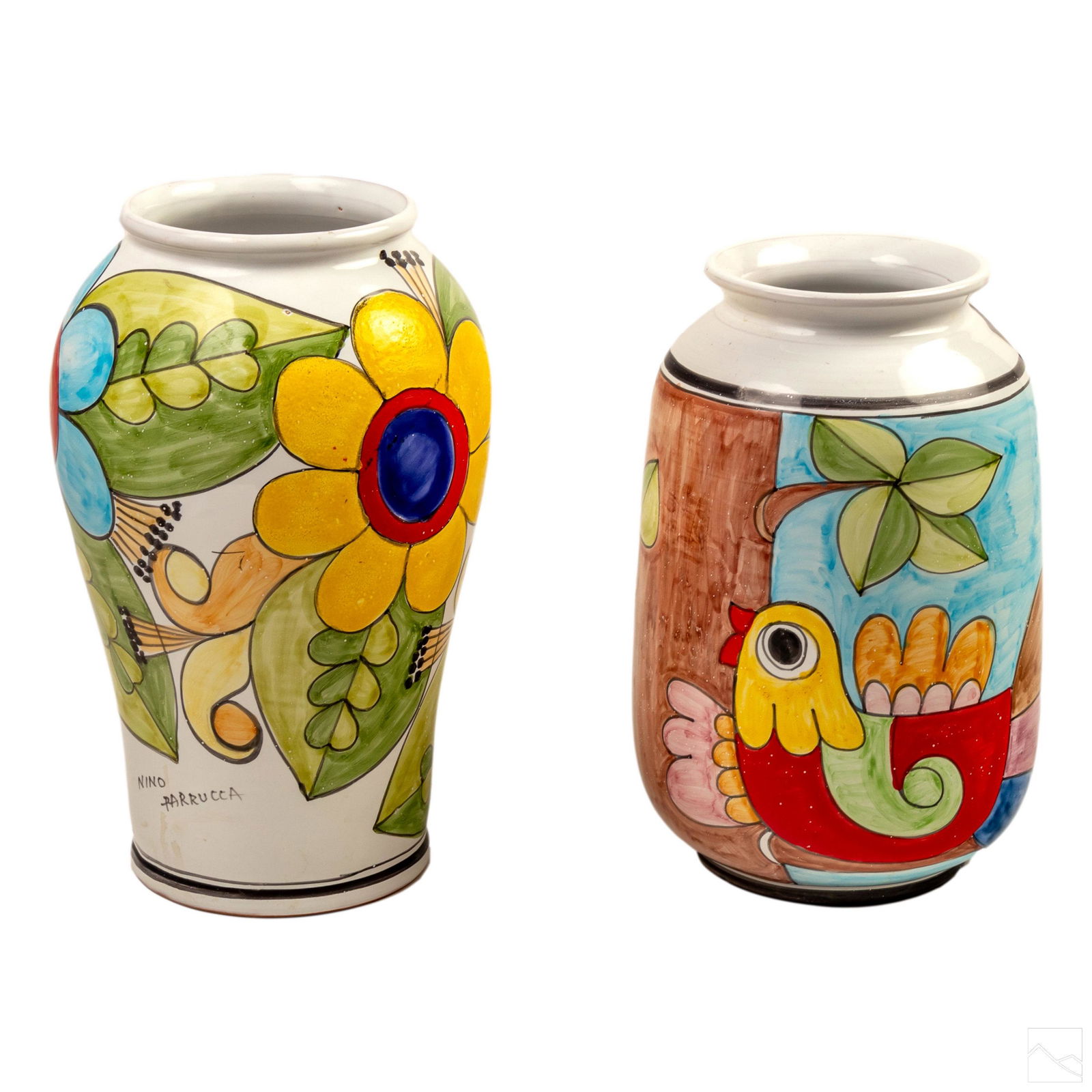 2 Nino Parrucca Italian Floral Art Pottery Vases (1 of 7)