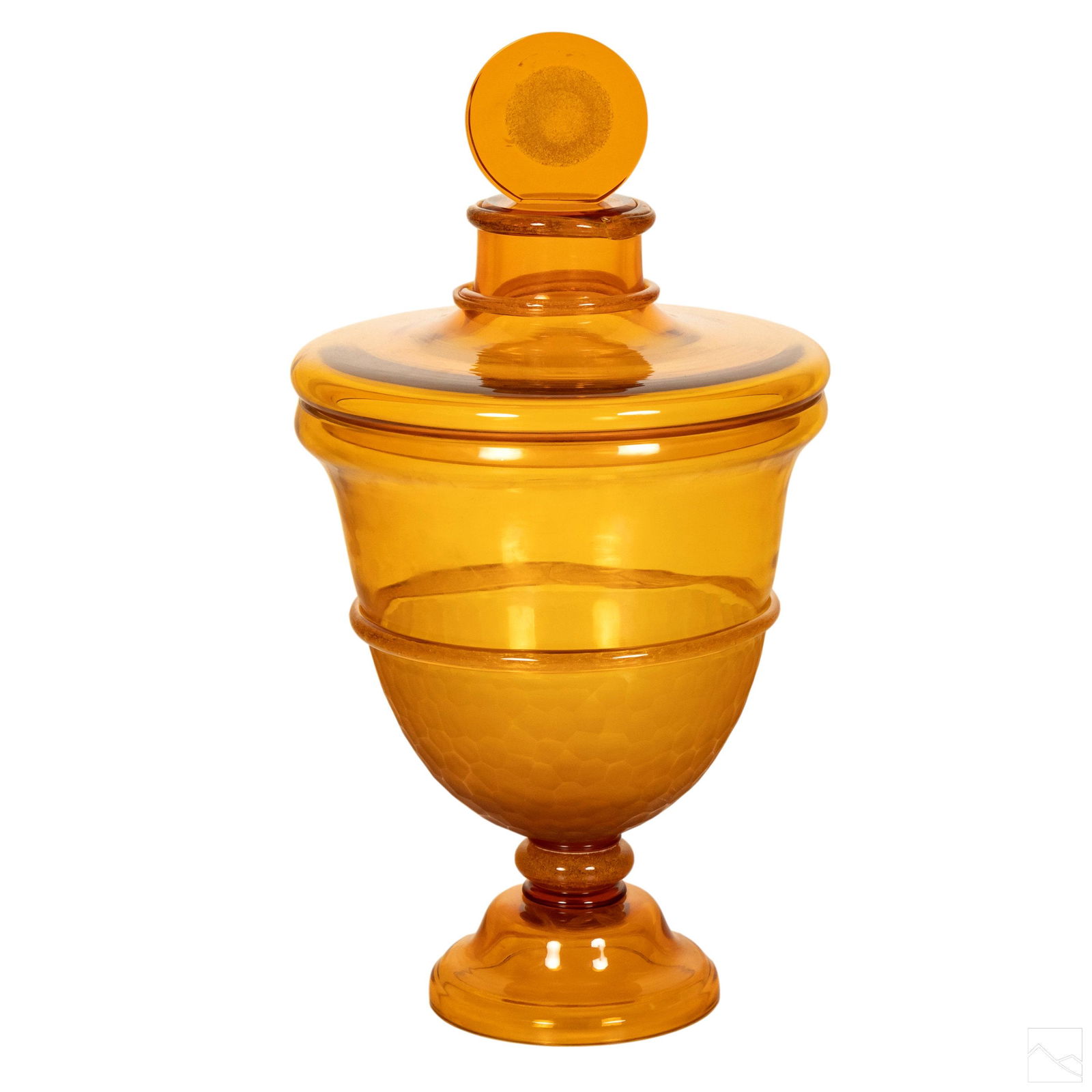 Murano Vetri Cenedese Art Glass Amber Covered Vase (1 of 5)