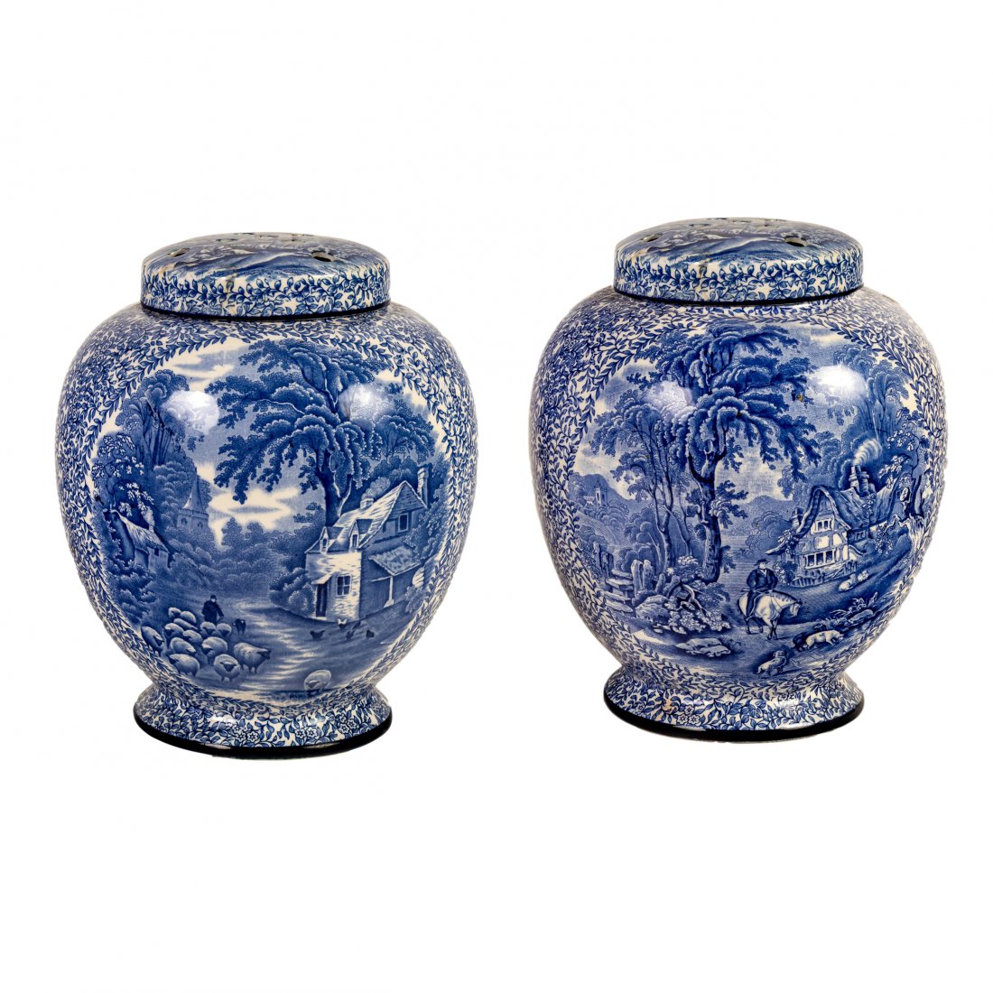 Foley English Porcelain Pair of Potpourri Vases (1 of 11)