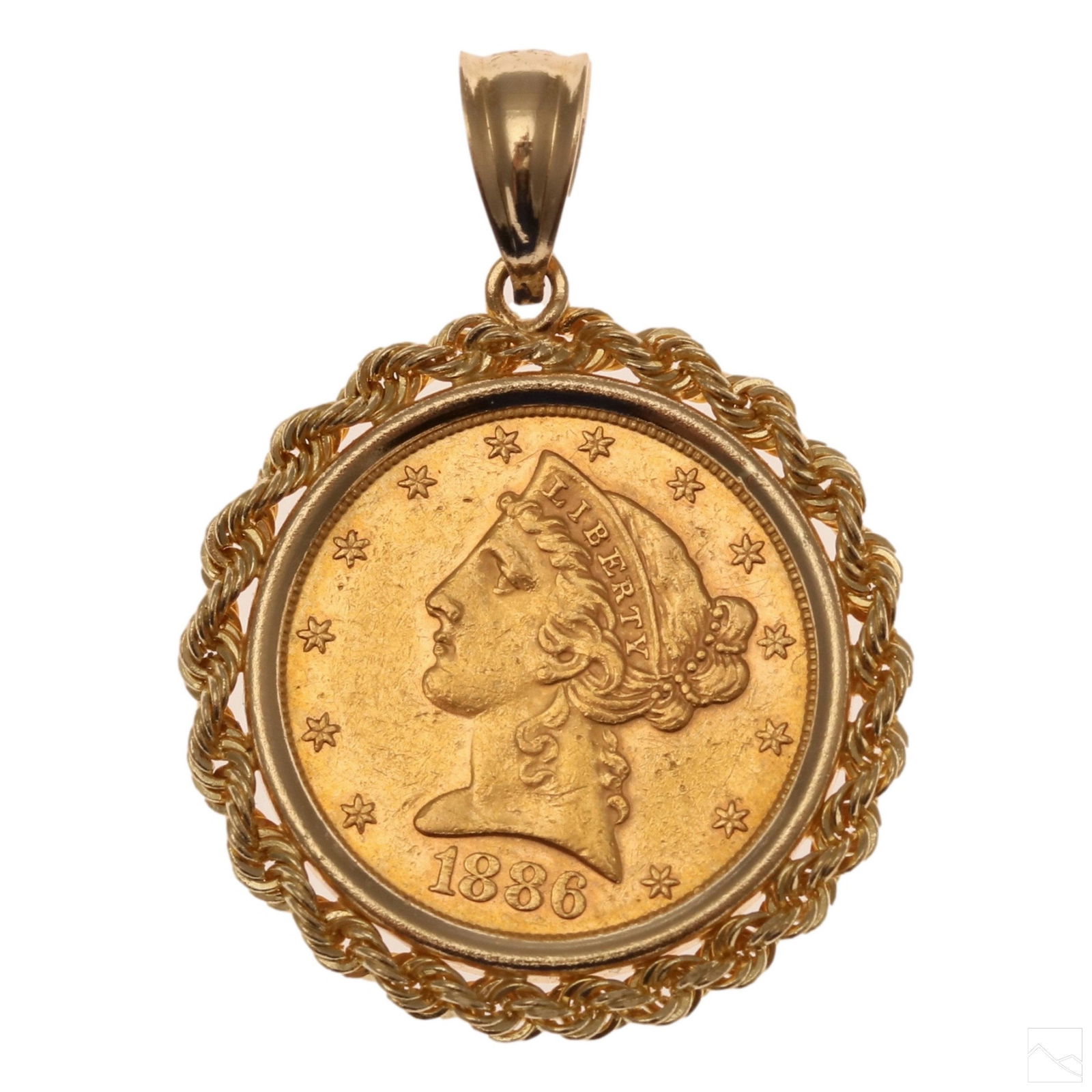 1886 S Gold $5 Liberty Coin Pendant 14K Gold Bezel (1 of 5)