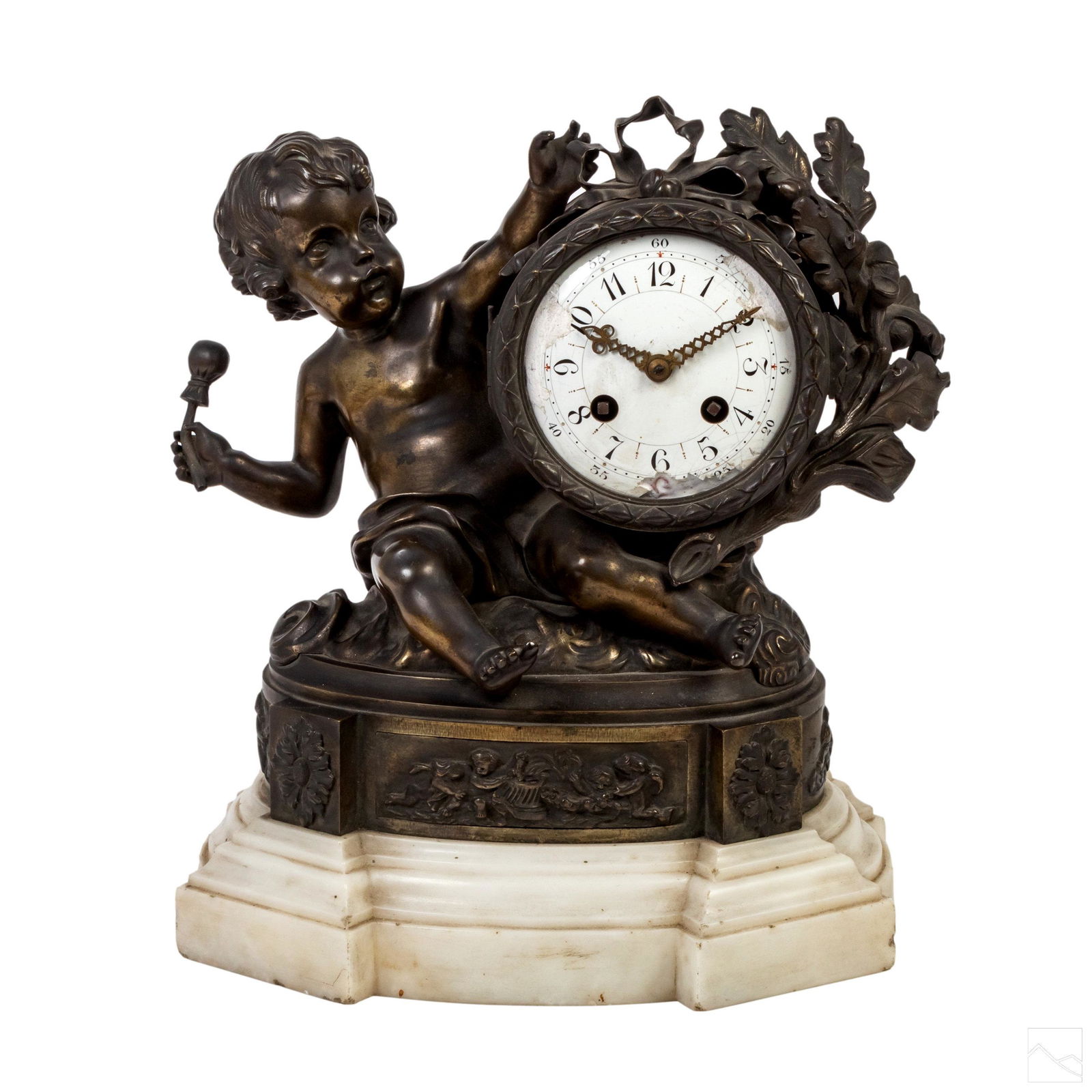 19th Century Bronze Drum Floral Putti Cherub Clock (1 of 6)