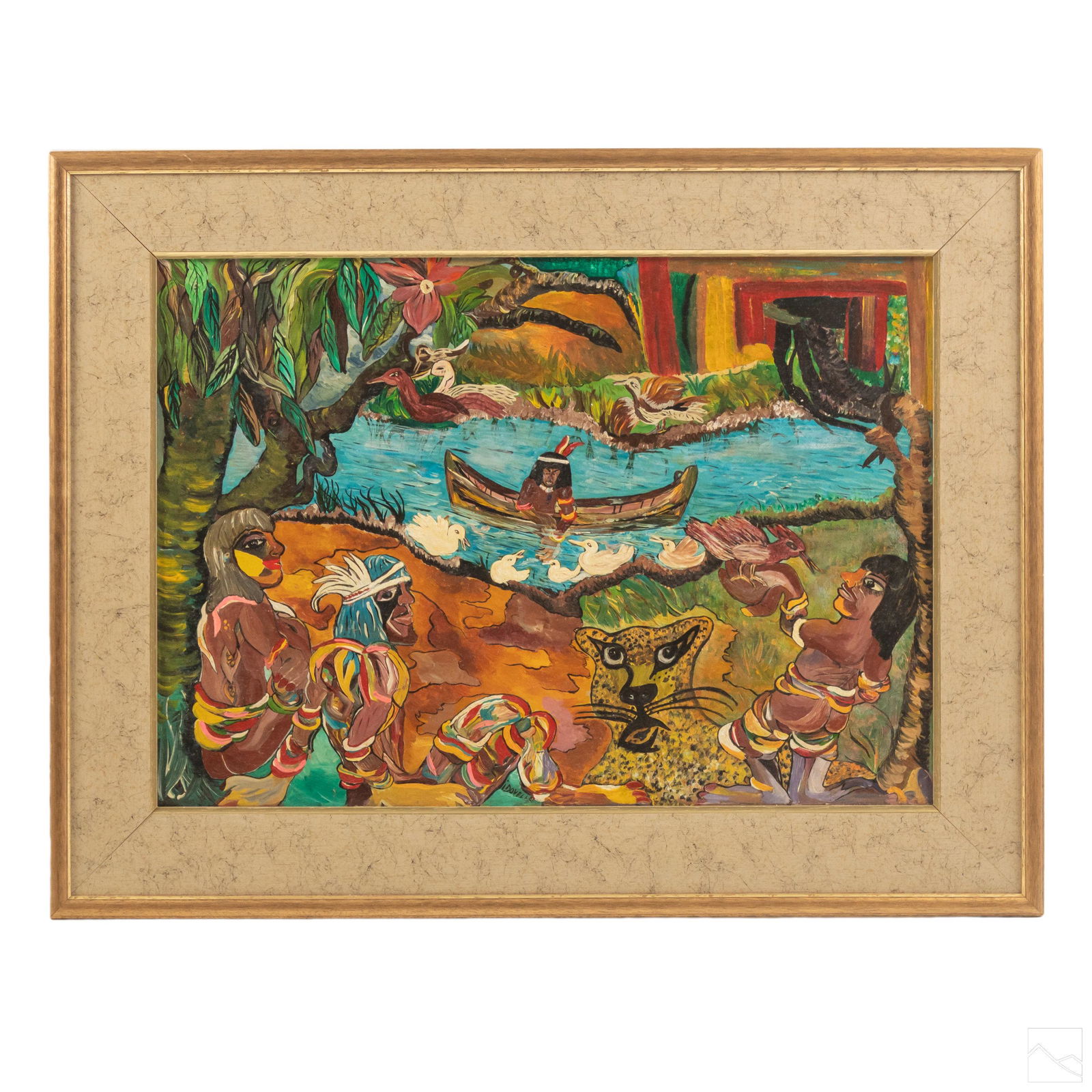 Brazilian Native Rain Forest Folk Art Oil Painting (1 of 5)