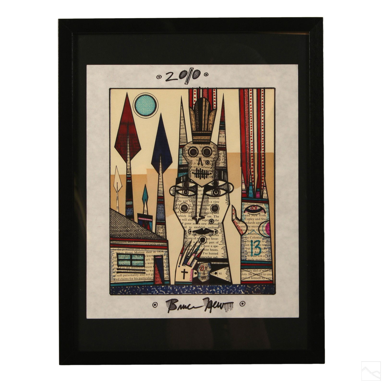 Bruce New b.1970 Mixed Media Abstract Drawing (1 of 5)