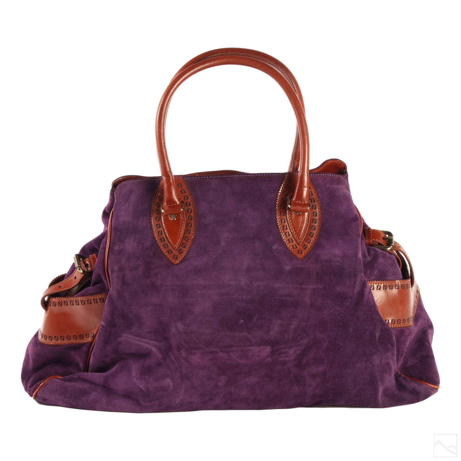 Fendi Italy Purple Suede Leather Handbag Purse Bag (1 of 10)