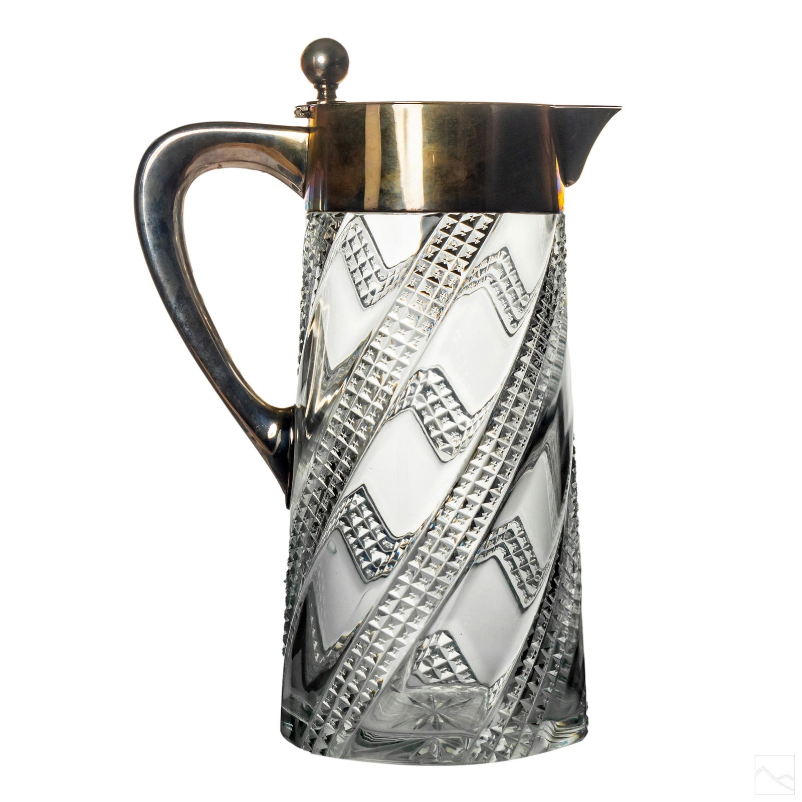 19thC. German .800 Silver & Crystal Carafe Pitcher (1 of 7)