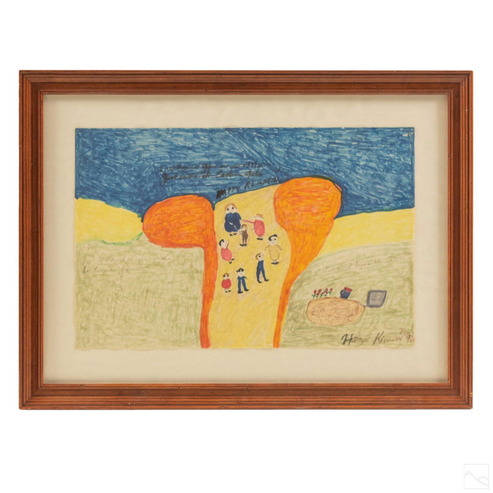 Hazel Kinney b.1929 Naive Folk Art Figural Drawing (1 of 6)