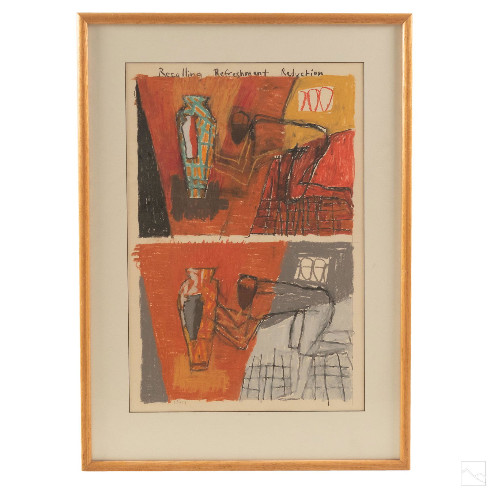 Sam Perry b.1963 Kneeling Figures Abstract Drawing (1 of 7)