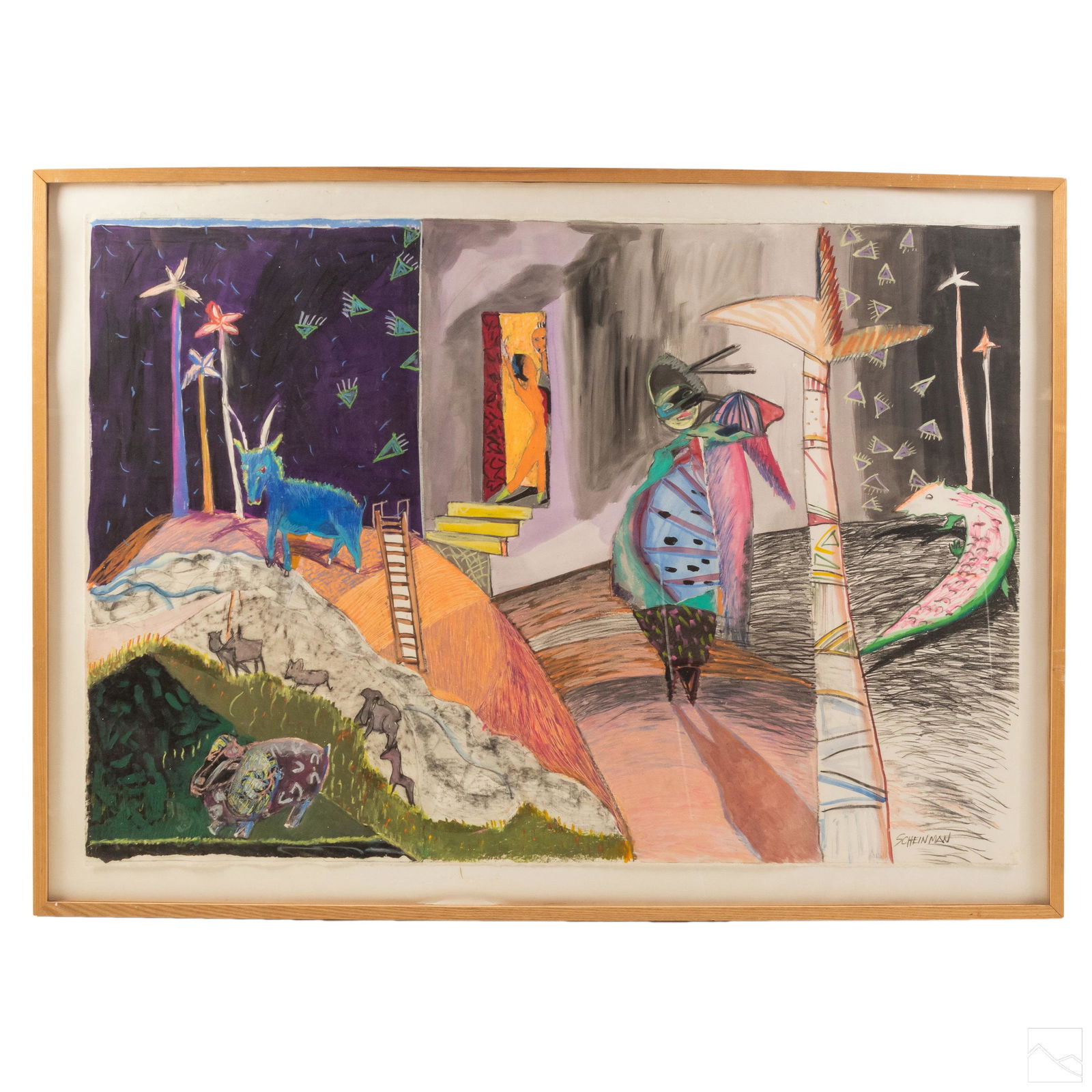 Nancy Scheinman b.1958 Naive Art Abstract Painting (1 of 7)