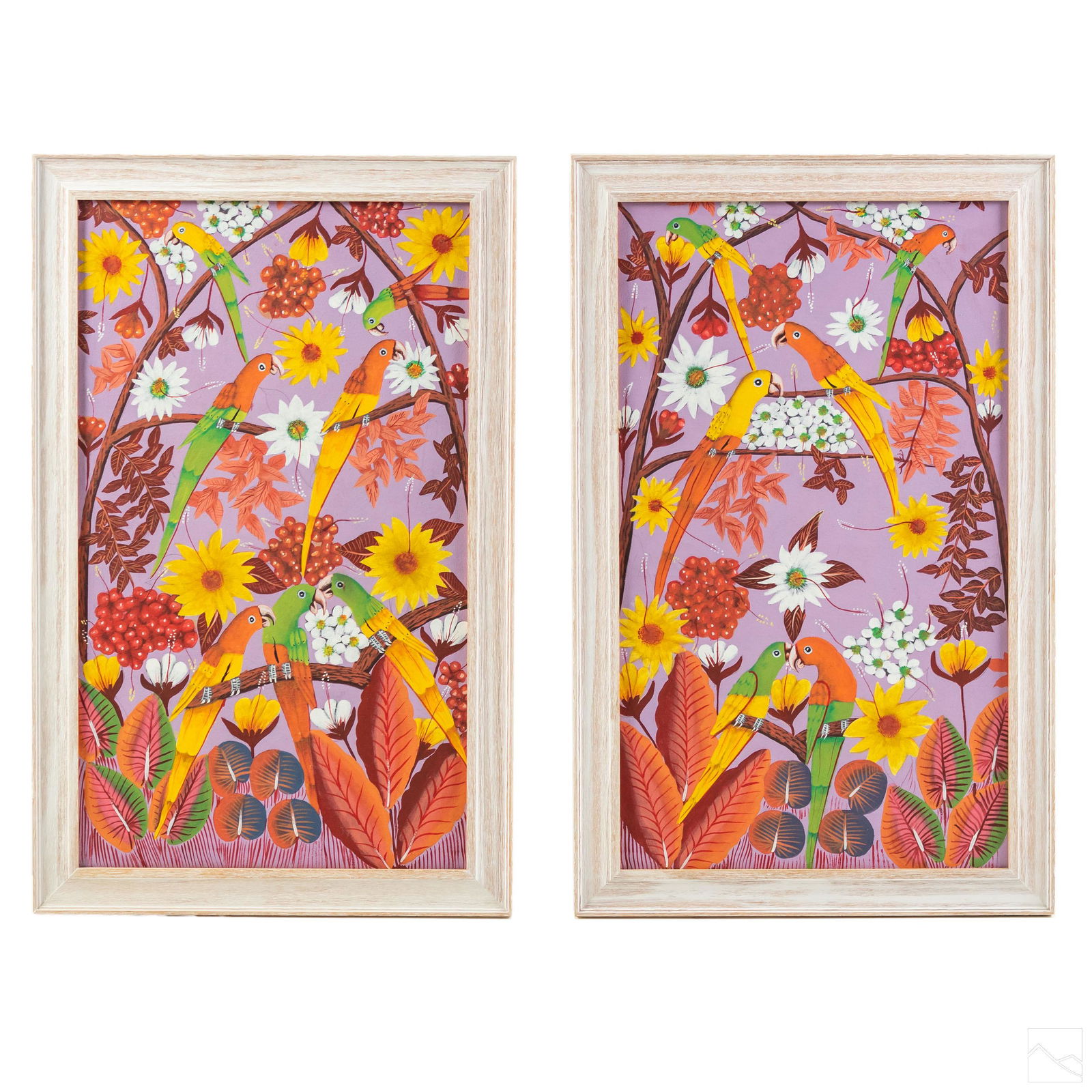 Haitian Pair Jungle Landscape with Birds Paintings (1 of 4)