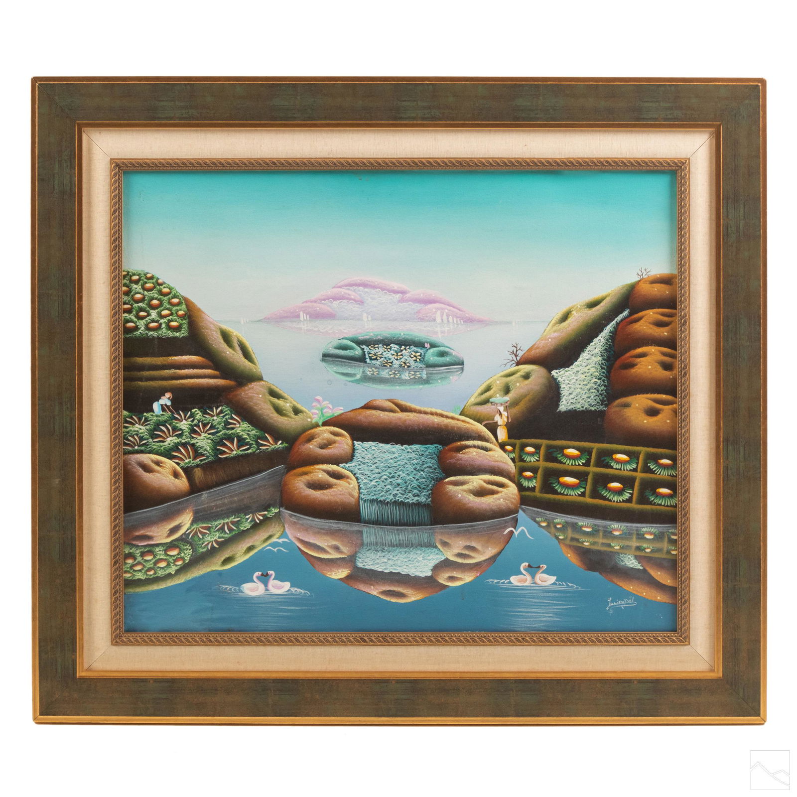 Lucien Joel Haitian Art Lake Landscape Painting (1 of 6)