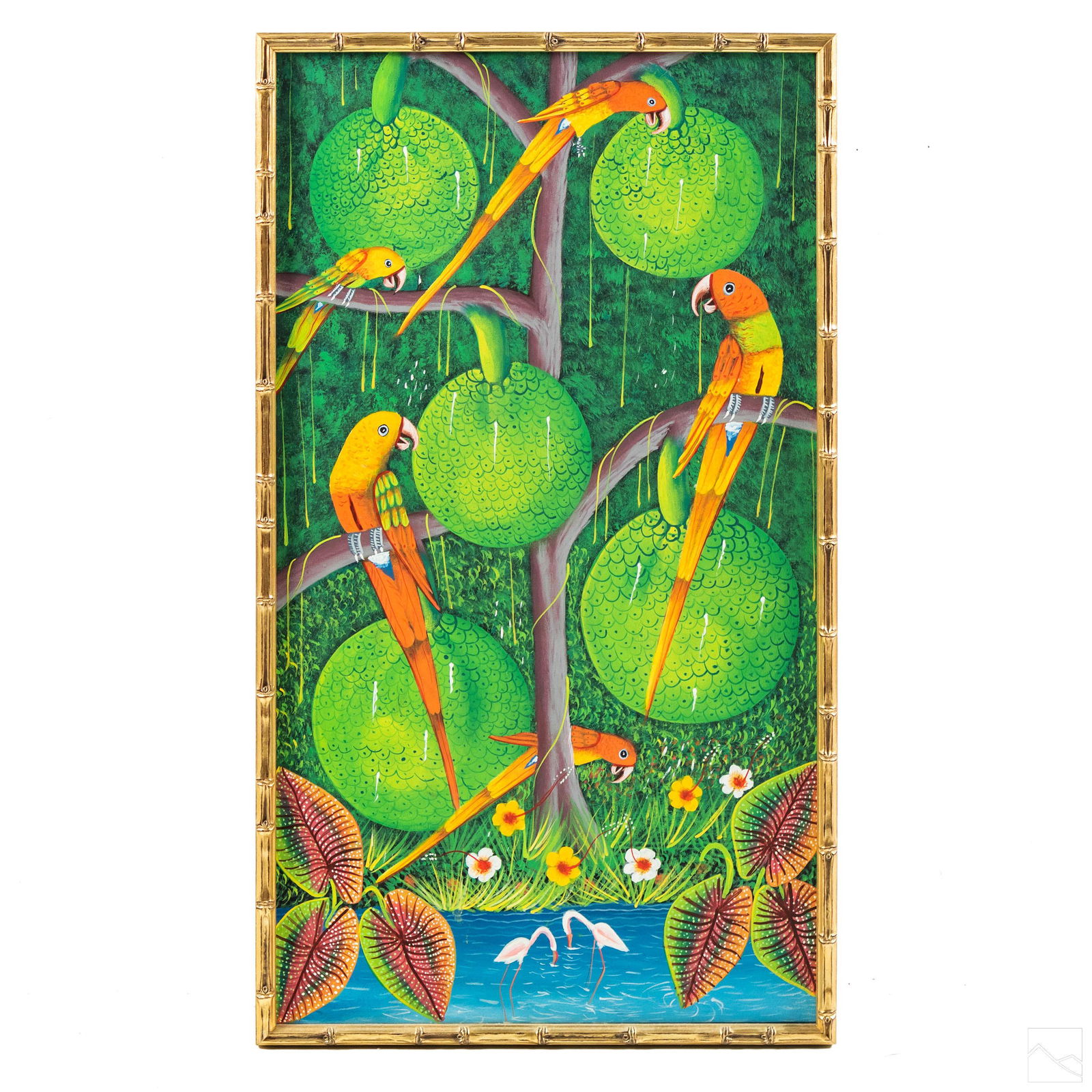 Haitian Landscape with Parrots Folk Art Painting (1 of 4)