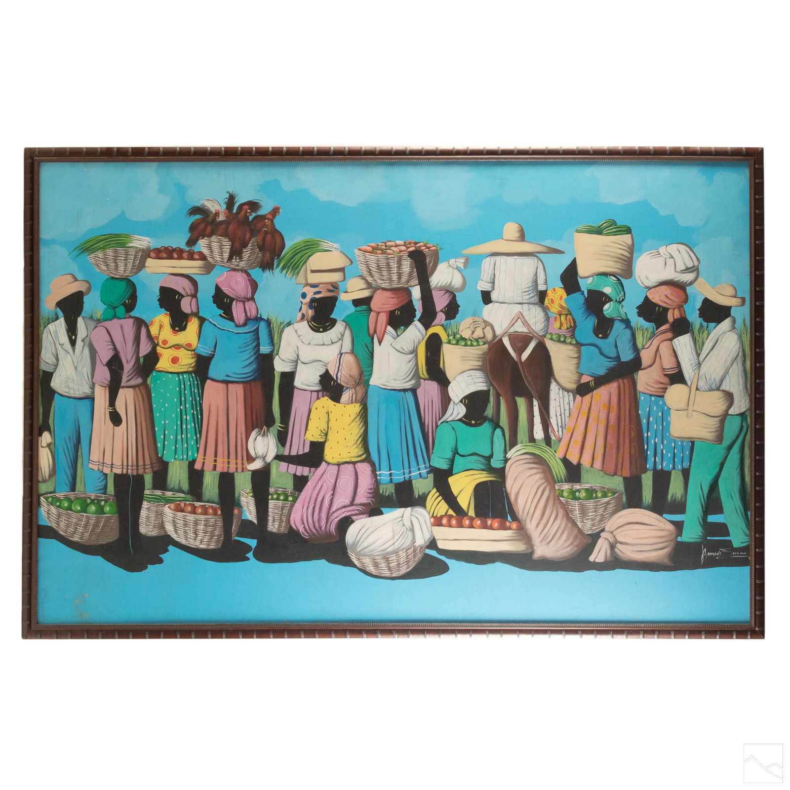 Romane Jereme Haitian Village Folk Art Painting (1 of 4)