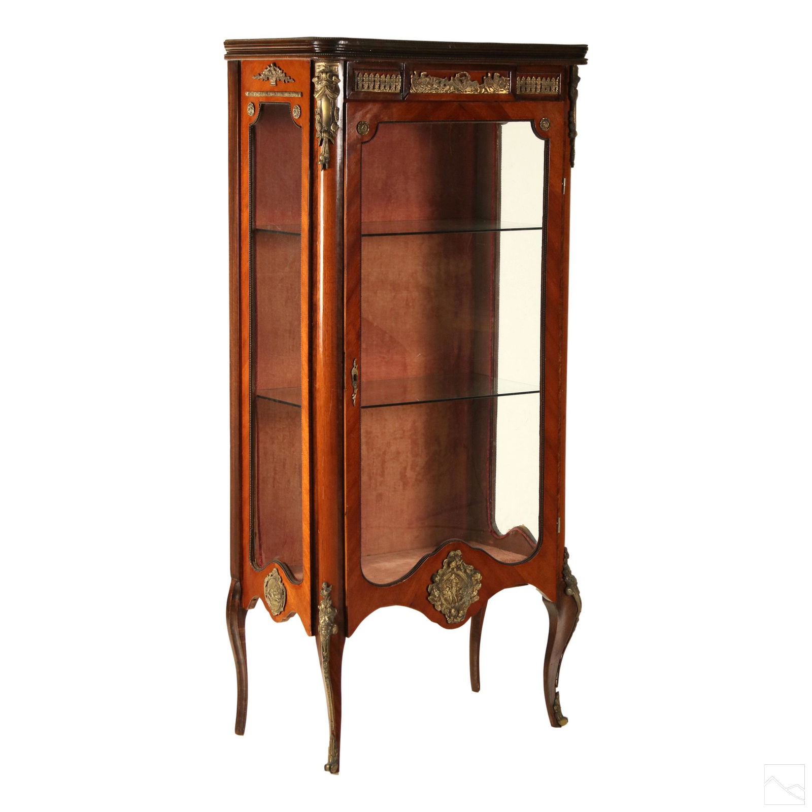French Style Vintage Brass Mounted Vitrine Cabinet (1 of 7)