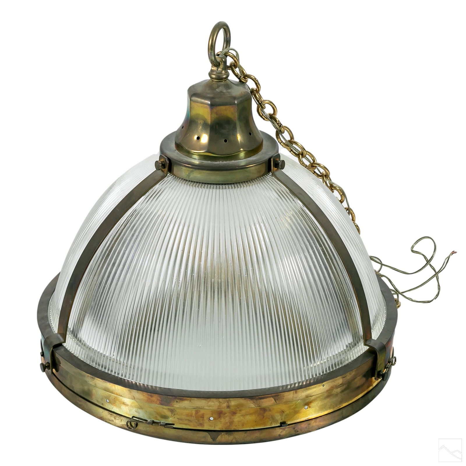 Industrial Brass Holophane Vintage Pendant Lamp (1 of 7)