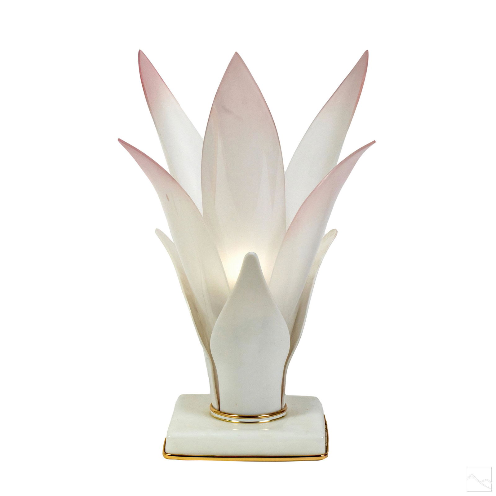 Rougier MCM Frosted Lucite Pink Floral Table Lamp (1 of 7)