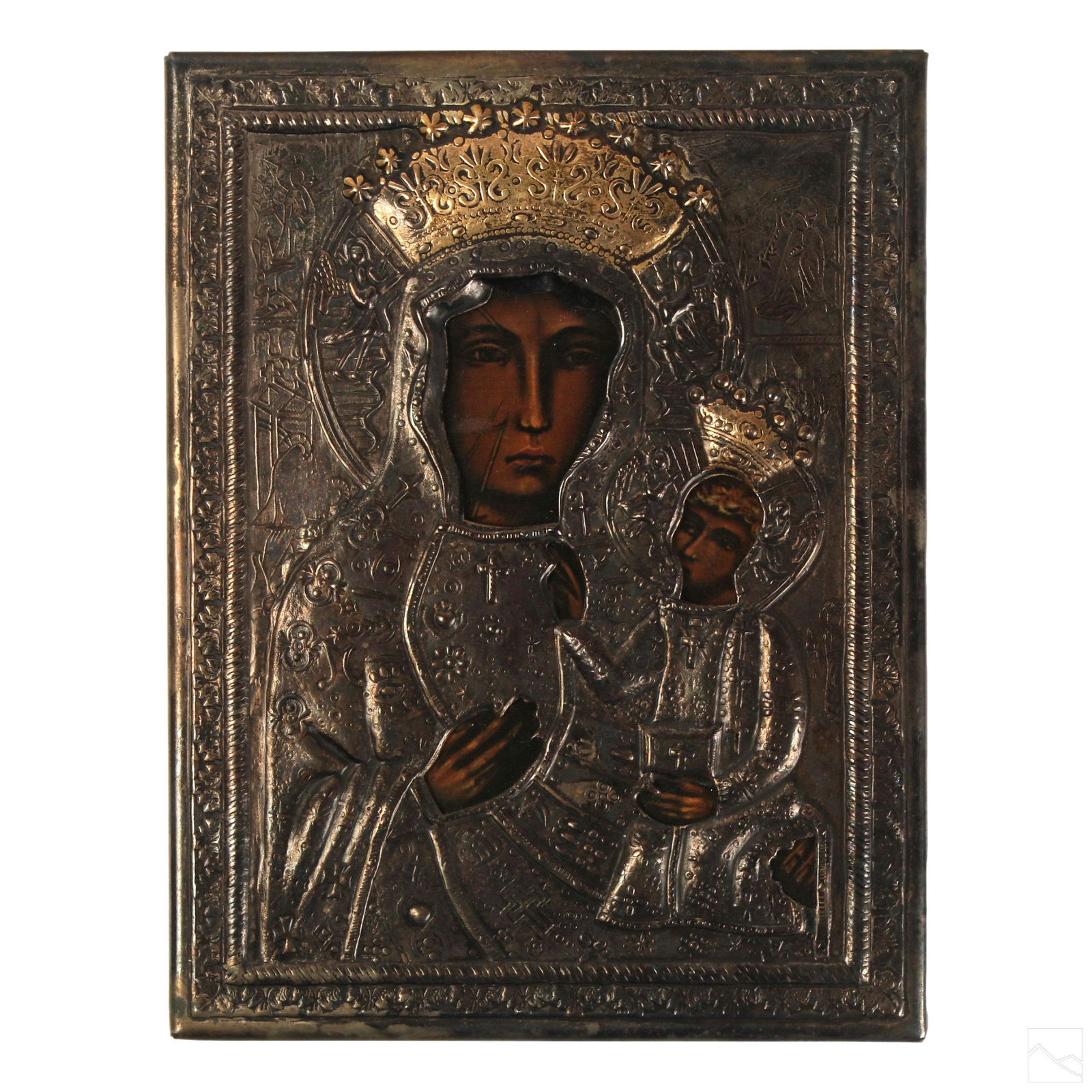 Old Russian Orthodox Silver Plated Christian Icon (1 of 4)