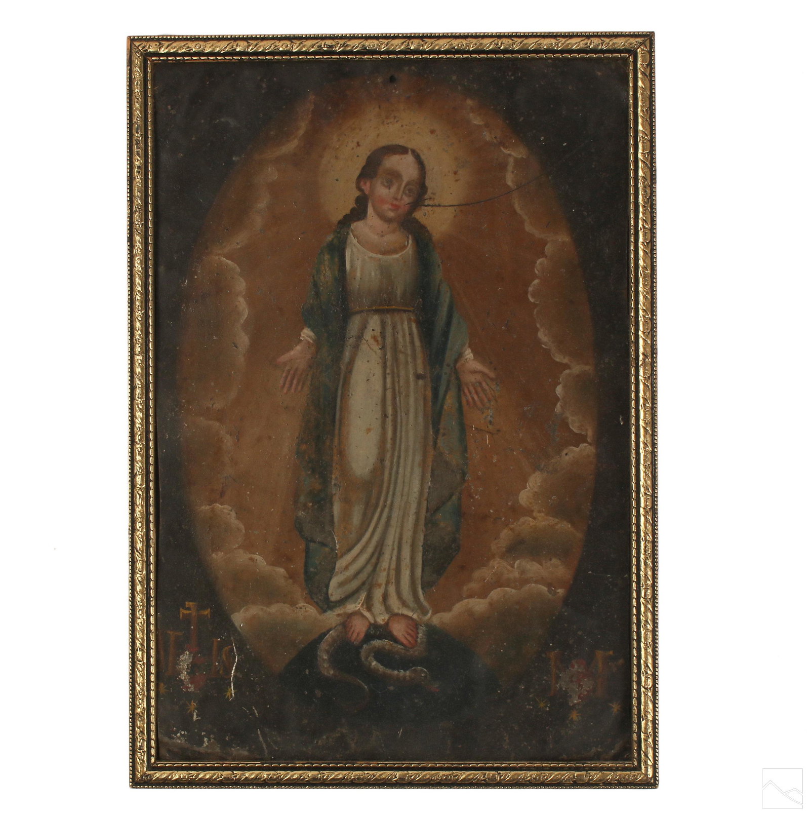 Cuzco School Mary Religious Icon Painting on Metal (1 of 4)