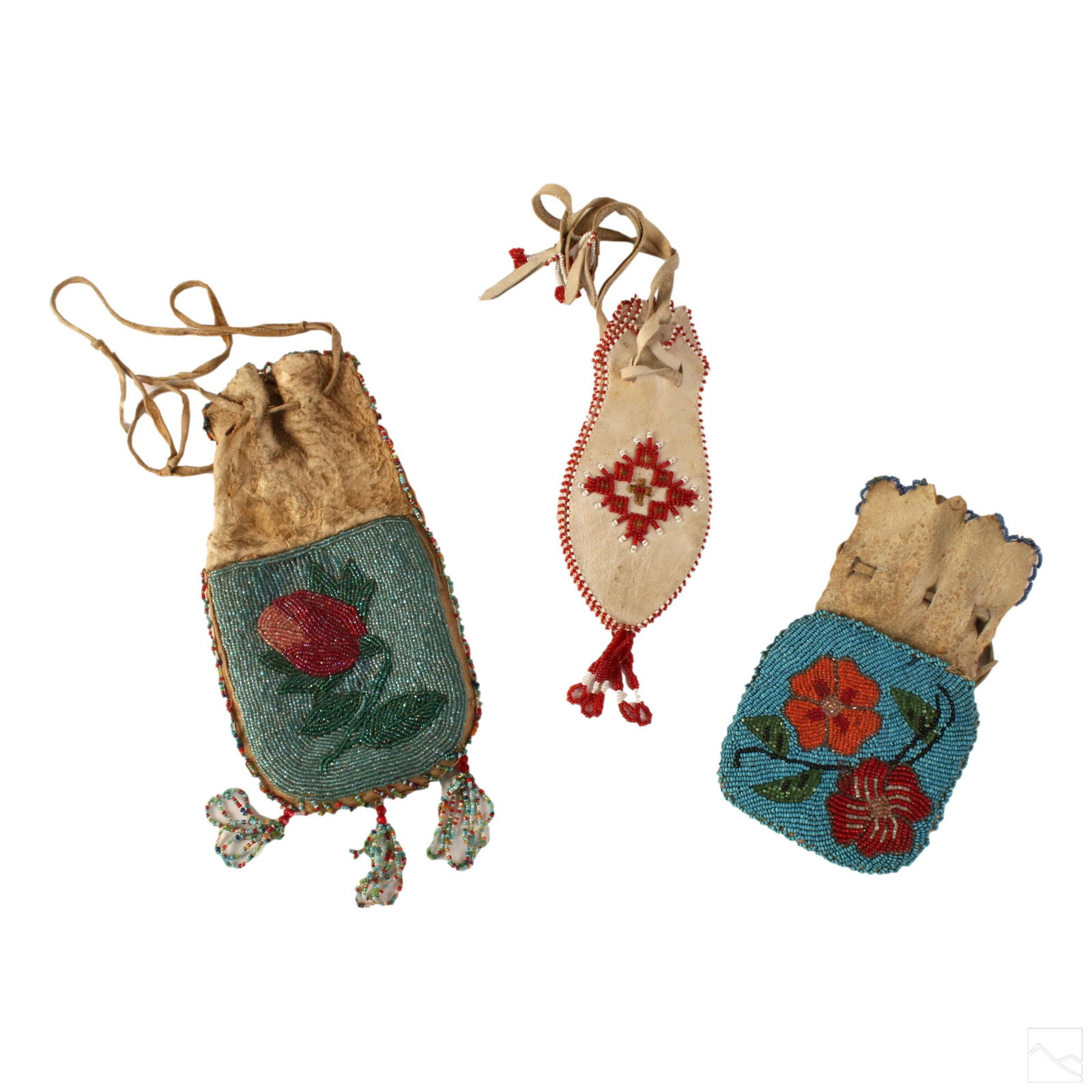 Native American Sioux Beaded Leather Medicine Bags (1 of 9)