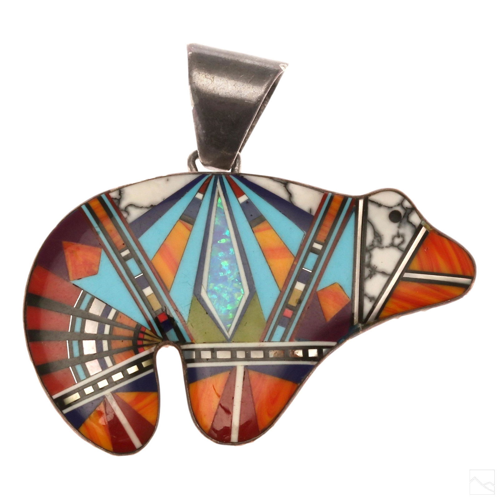 Native American Zuni Sterling Silver Bear Pendant (1 of 5)
