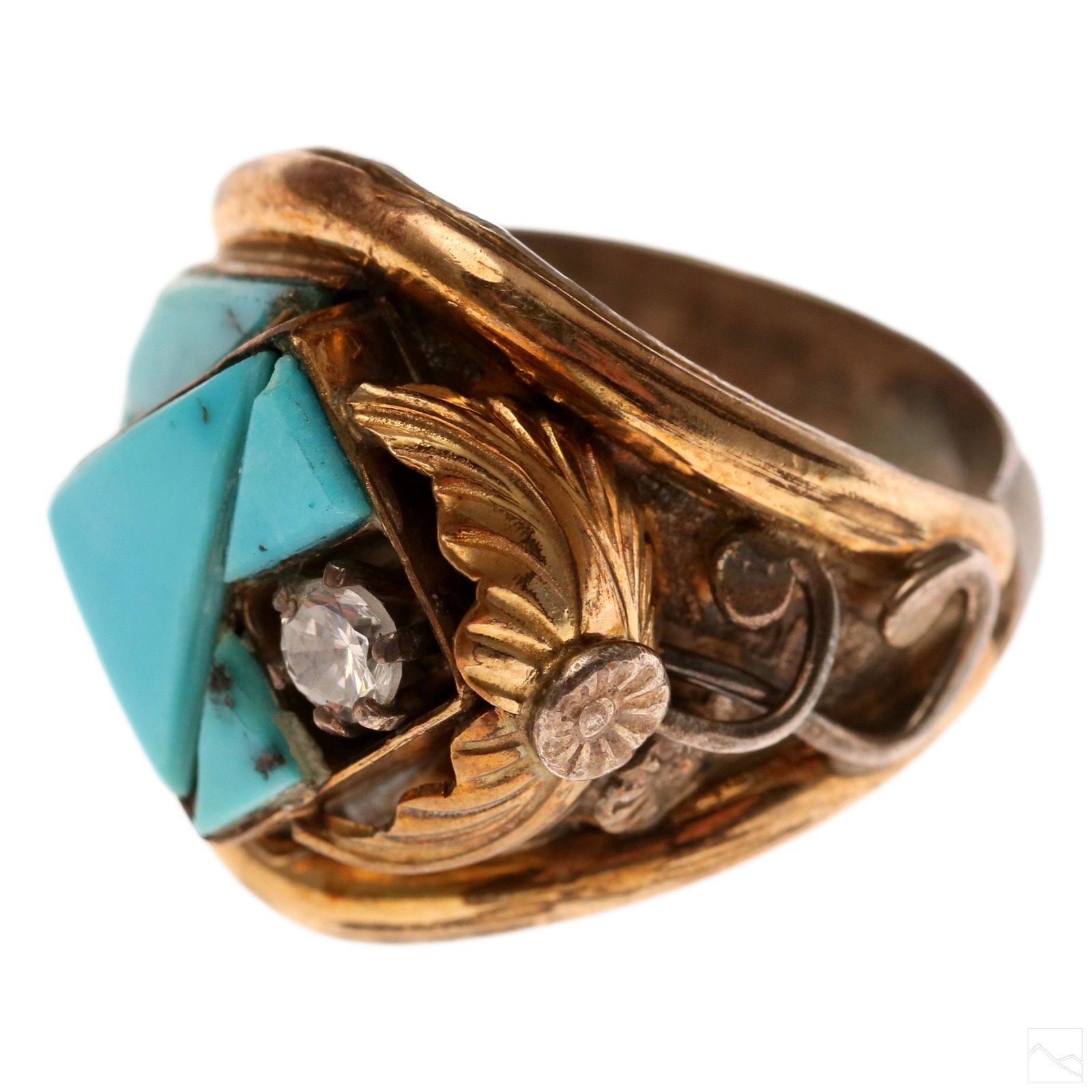 Native American Navajo Sterling Silver and GF Ring (1 of 6)