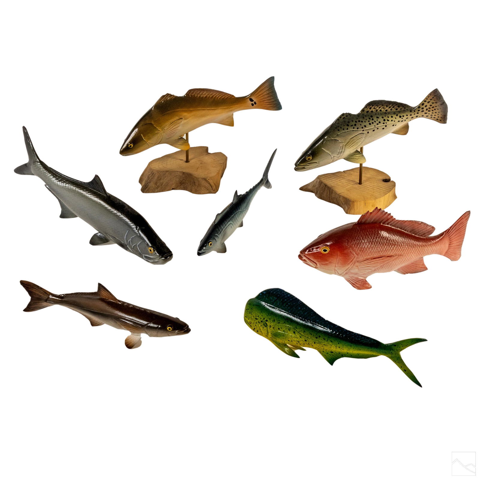 Tom Burke Carved Polychrome Fish Figurines Group (1 of 9)