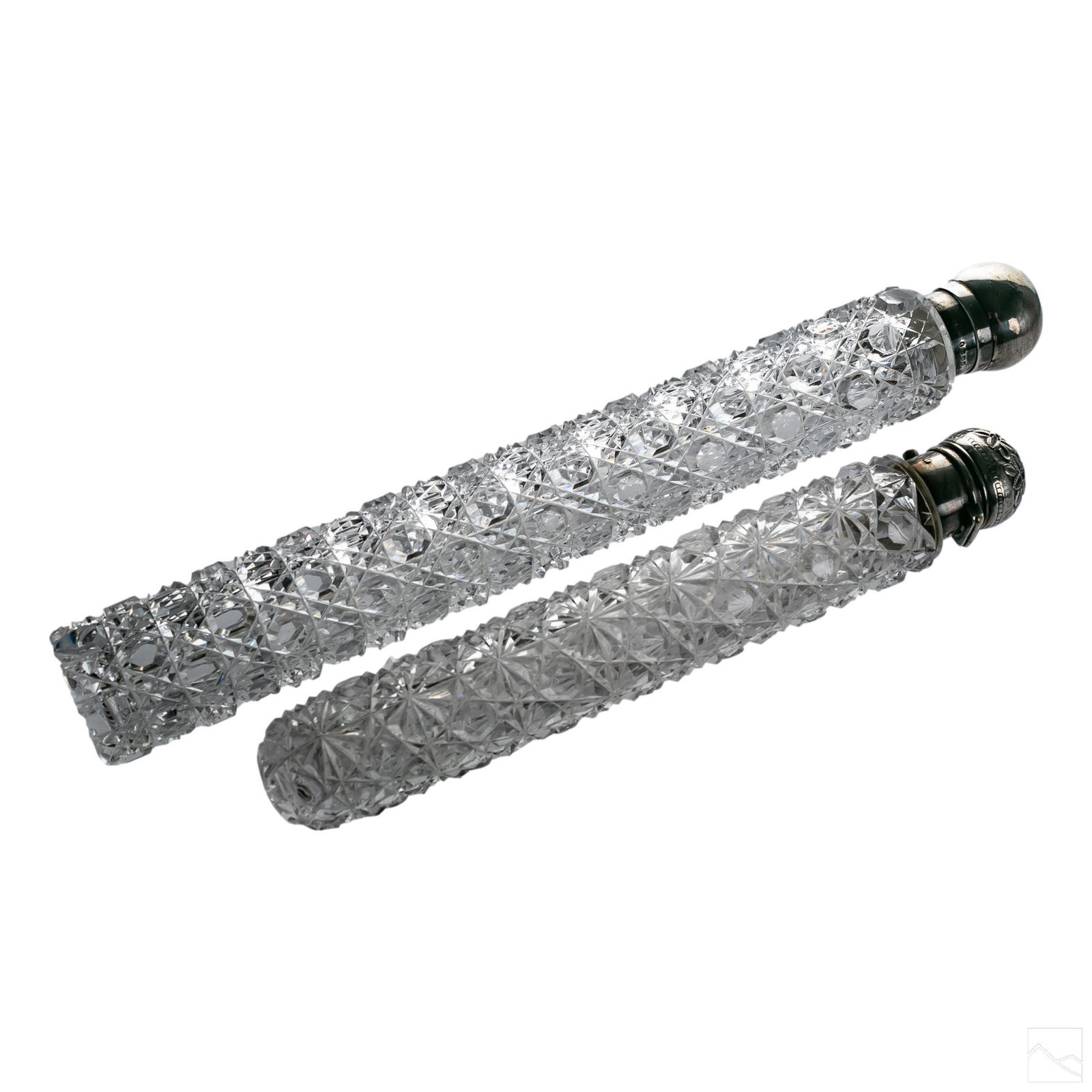 Silver Topped Cut Glass Lay Down Perfume Bottles (1 of 8)