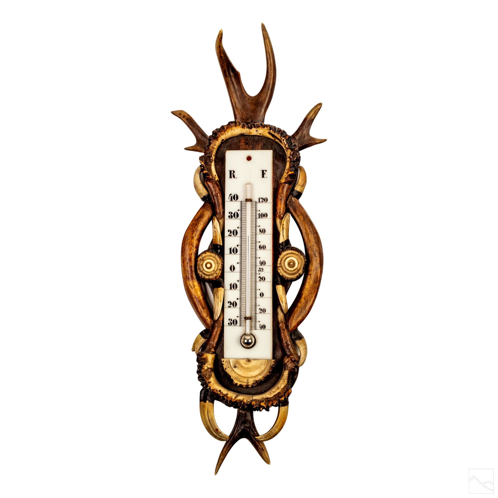 Deer Stag Horn & Glass Antique Mercury Thermometer (1 of 5)