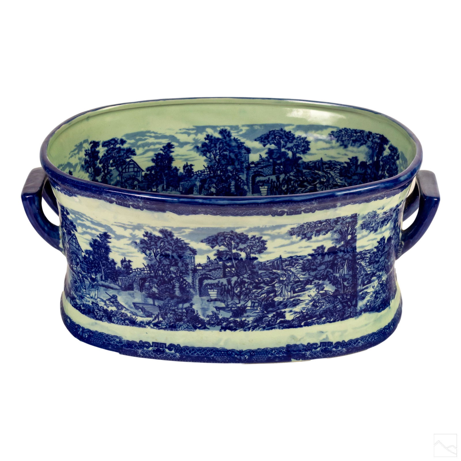 English Flow Blue Porcelain Dual Handled Basin Tub (1 of 6)