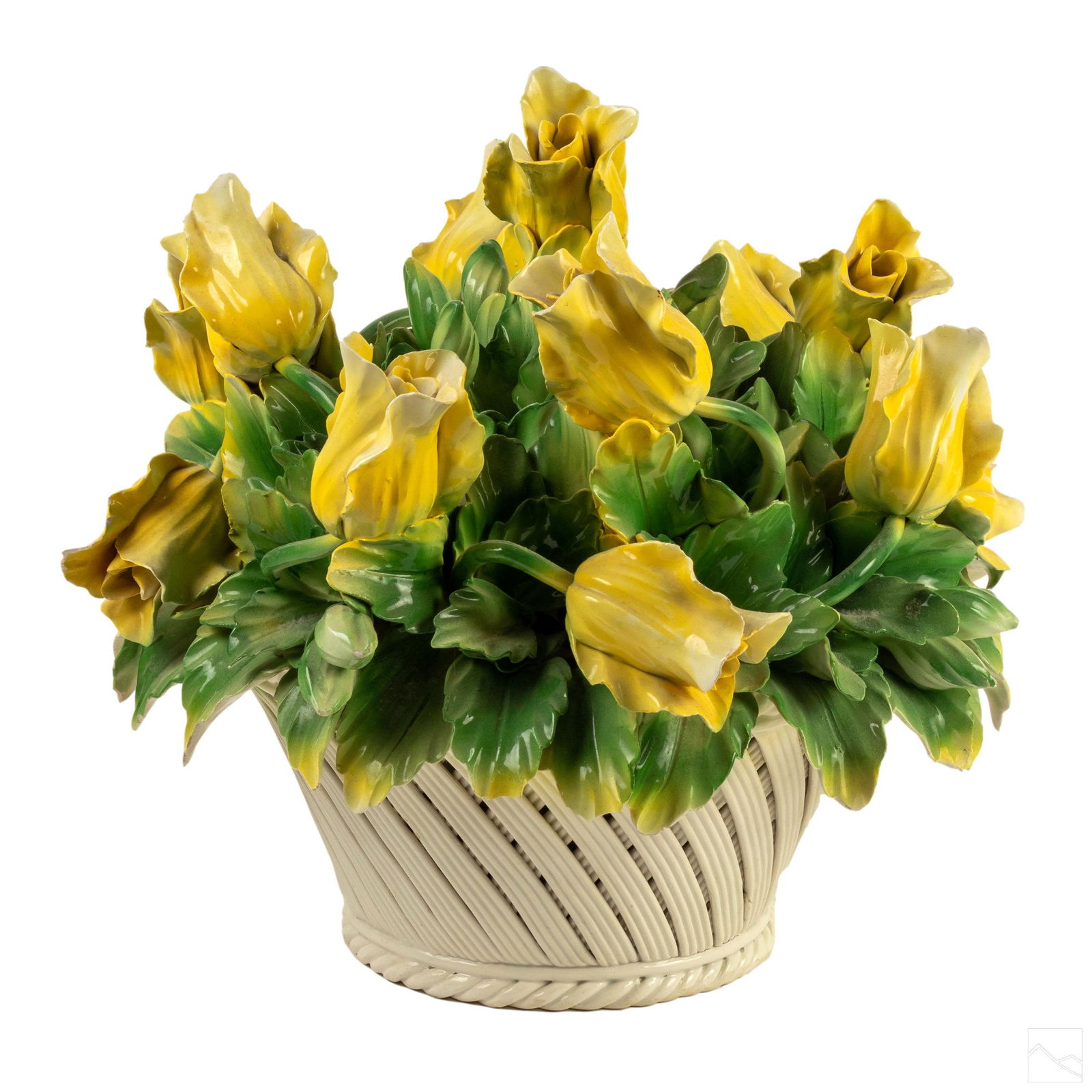 Capodimonte Porcelain Yellow Rose Floral Basket (1 of 7)